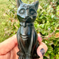 Black Obsidian Cat Carving, Healing Crystal Cat Figurine, Protective Obsidian Animal Statue, Unique Gift for Cat Lovers and Crystal Collectors