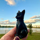 Black Obsidian Cat Carving, Healing Crystal Cat Figurine, Protective Obsidian Animal Statue, Unique Gift for Cat Lovers and Crystal Collectors