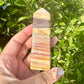 Banded Calcite Tower - Striking Natural Stone Obelisk, Elegant Decorative Calcite Piece for Home & Office, Unique Energy Enhancing Tower