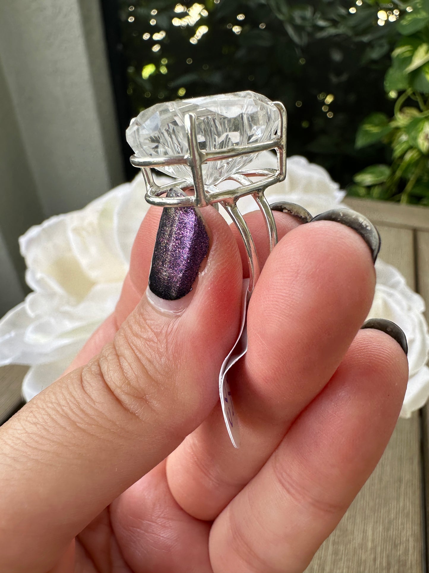 Clear Quartz Sterling Silver Ring Size 7, Elegant Crystal Statement Ring, Handcrafted Natural Stone Jewelry, Healing Quartz Gift for Her