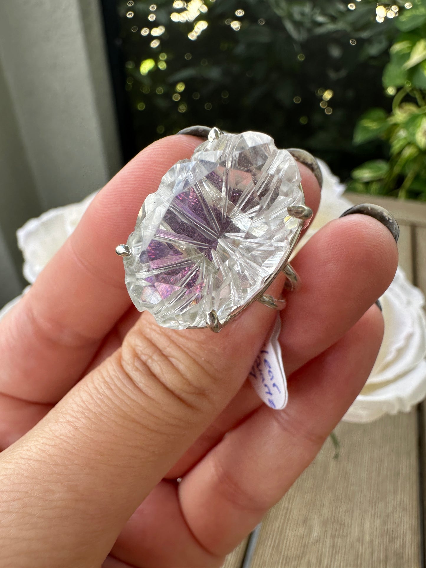 Clear Quartz Sterling Silver Ring Size 7, Elegant Crystal Statement Ring, Handcrafted Natural Stone Jewelry, Healing Quartz Gift for Her