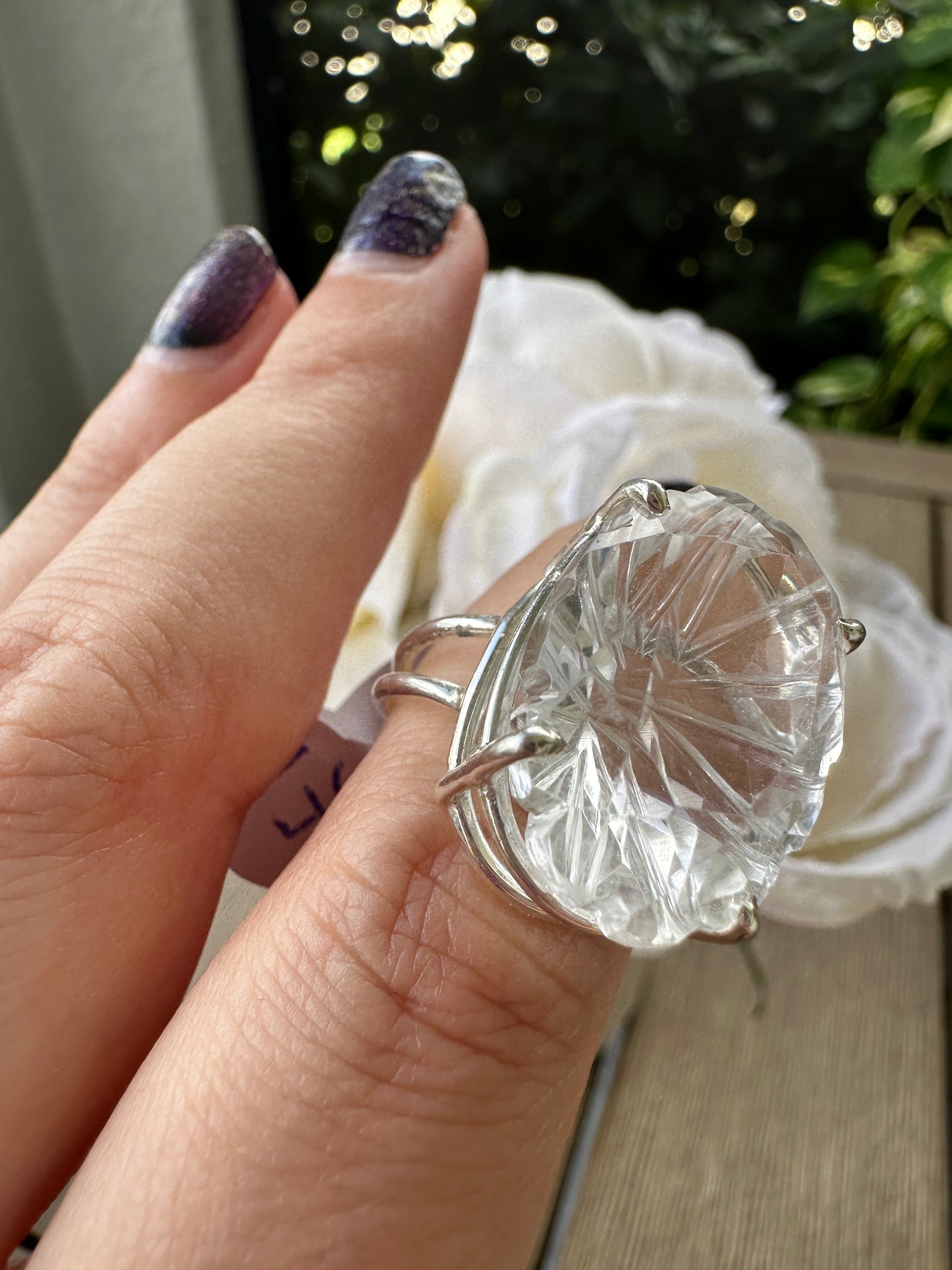 Clear Quartz Sterling Silver Ring Size 7, Elegant Crystal Statement Ring, Handcrafted Natural Stone Jewelry, Healing Quartz Gift for Her