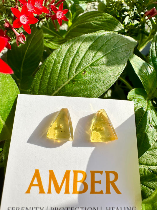 UV Reactive Amber Stud Earrings - Radiant Glow in Sunlight, Chic and Unique, Perfect for Adding a Touch of Mystery, Ideal for Gift