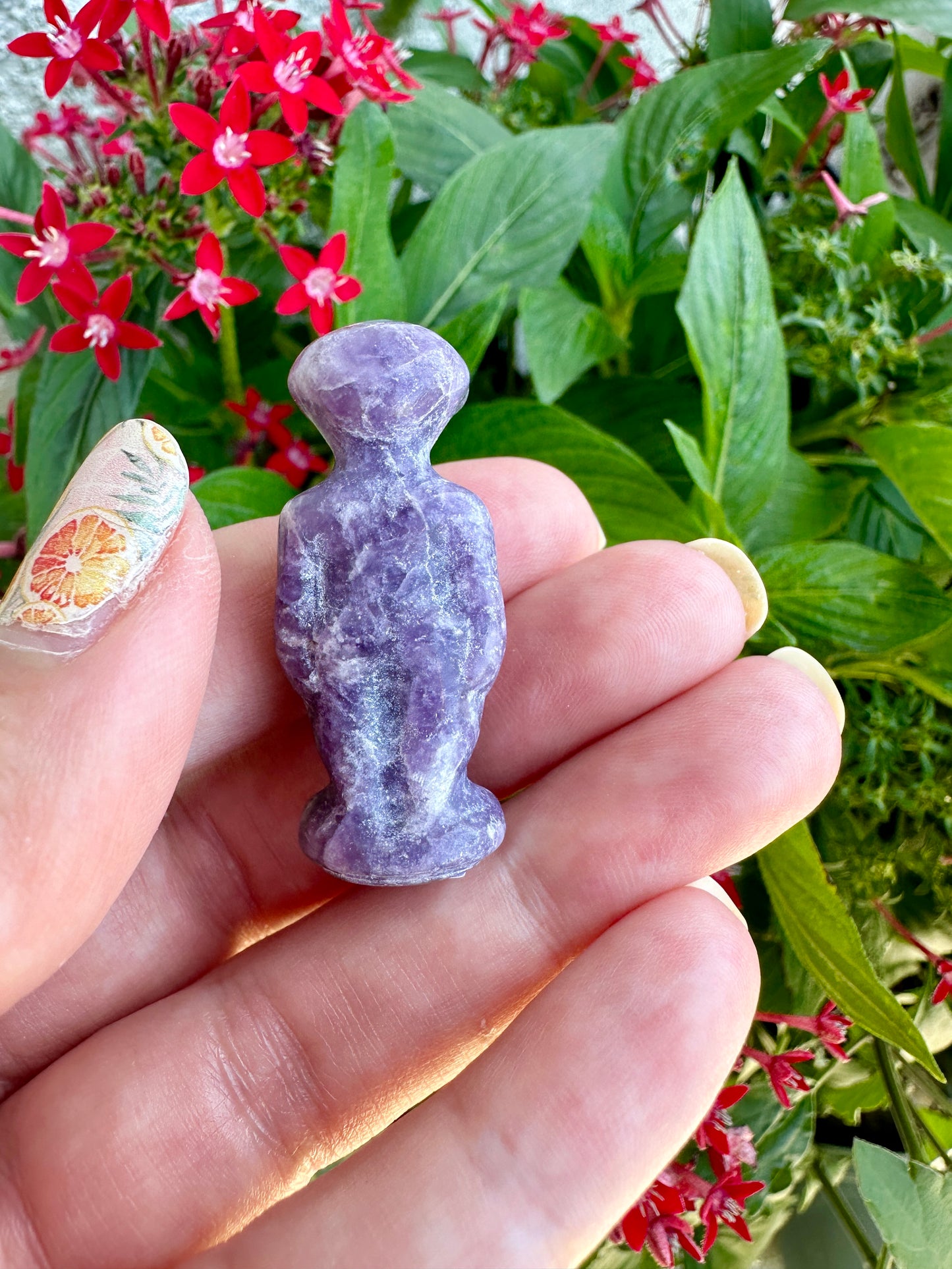 Lepidolite Alien Carving: Captivating Hand-Carved Extraterrestrial Figurine, Perfect for Collectors of Unique Mineral Decor and Sci-Fi Enthusiasts