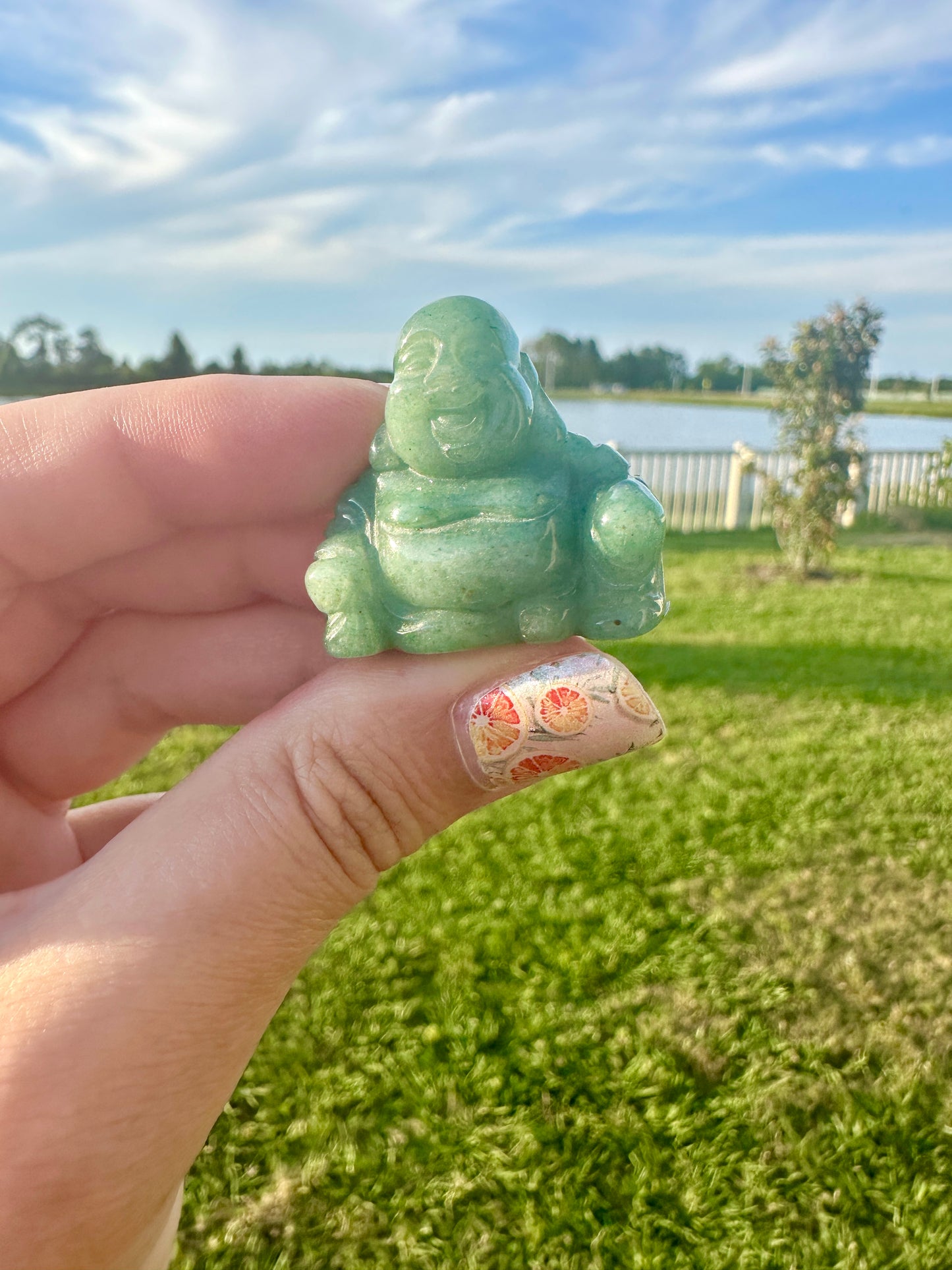 Green Aventurine Buddha Carving: Serene Hand-Carved Buddha Figurine, Ideal for Enhancing Peace, Prosperity, and Feng Shui in Any Space