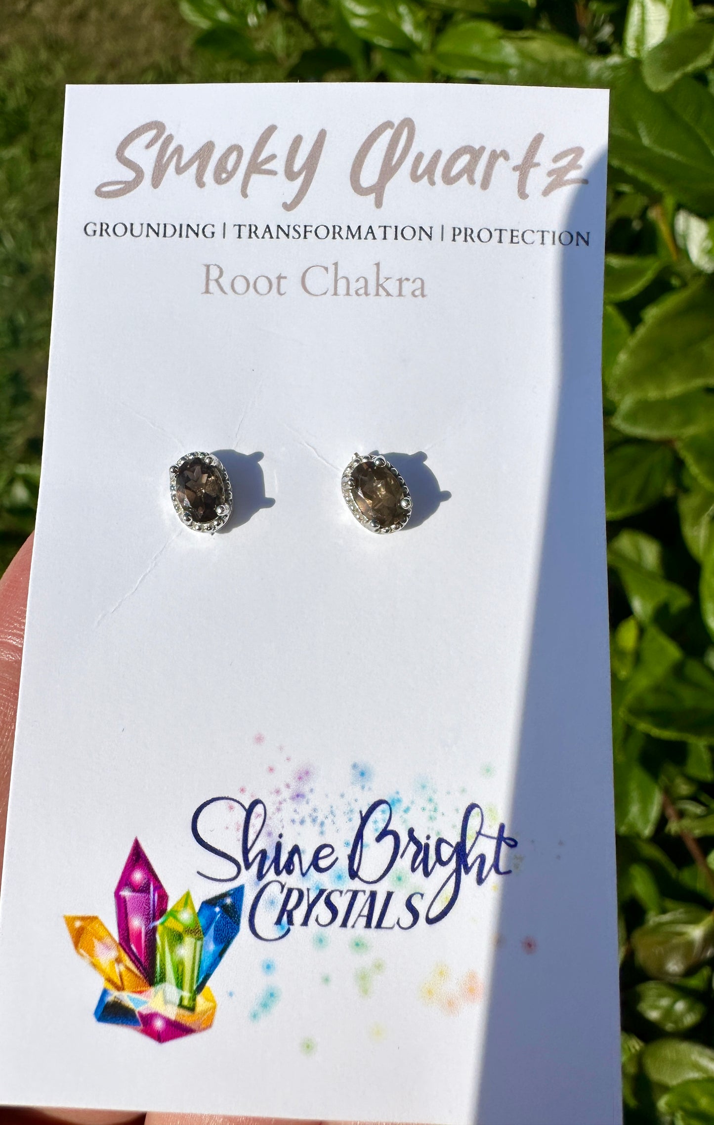 Sterling Silver Oval Smoky Quartz Stud Earrings - Elegant Earth Tone Gemstones, Classic Design for Sophisticated Style, Ideal for Everyday Wear