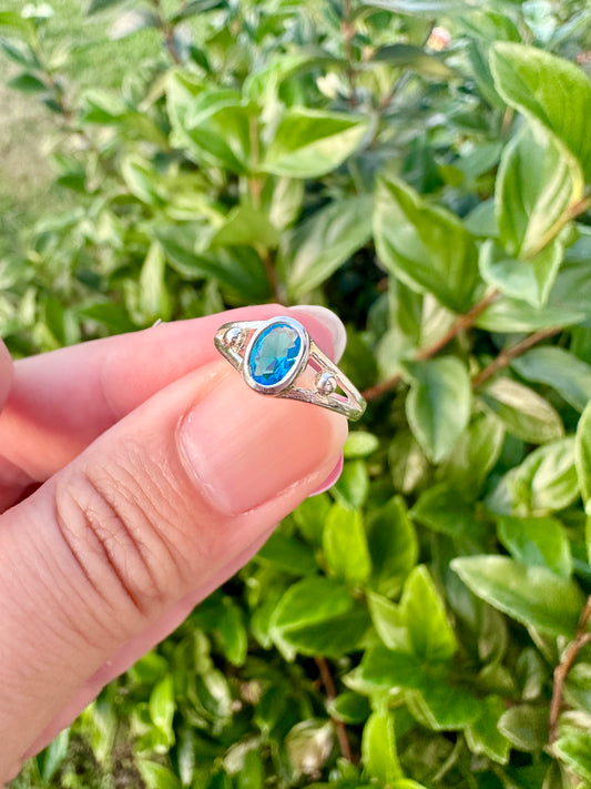 Blue Topaz Sterling Silver Ring Size 4 - Vibrant Gemstone Jewelry for Girls, Elegant Design, Perfect Gift for Special Occasions