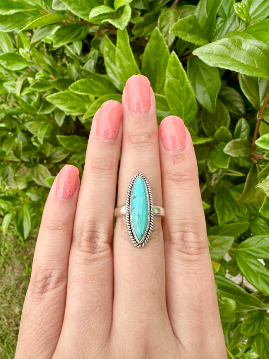 Turquoise Sterling Silver Ring Size 8.25 - Vibrant Blue Gemstone, Elegant Handcrafted Jewelry, Perfect for Daily Wear or Special Occasions