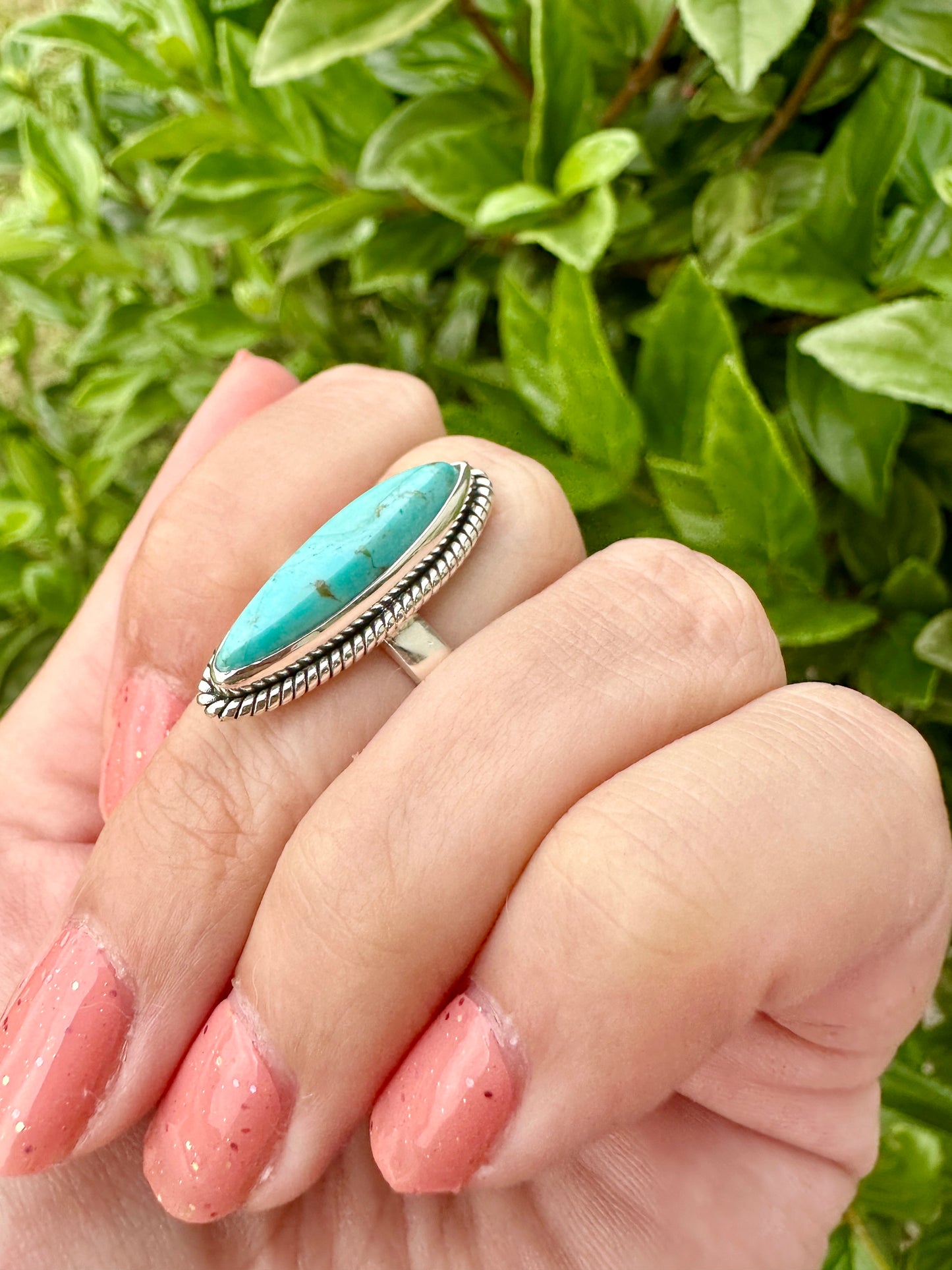 Turquoise Sterling Silver Ring Size 8.25 - Vibrant Blue Gemstone, Elegant Handcrafted Jewelry, Perfect for Daily Wear or Special Occasions