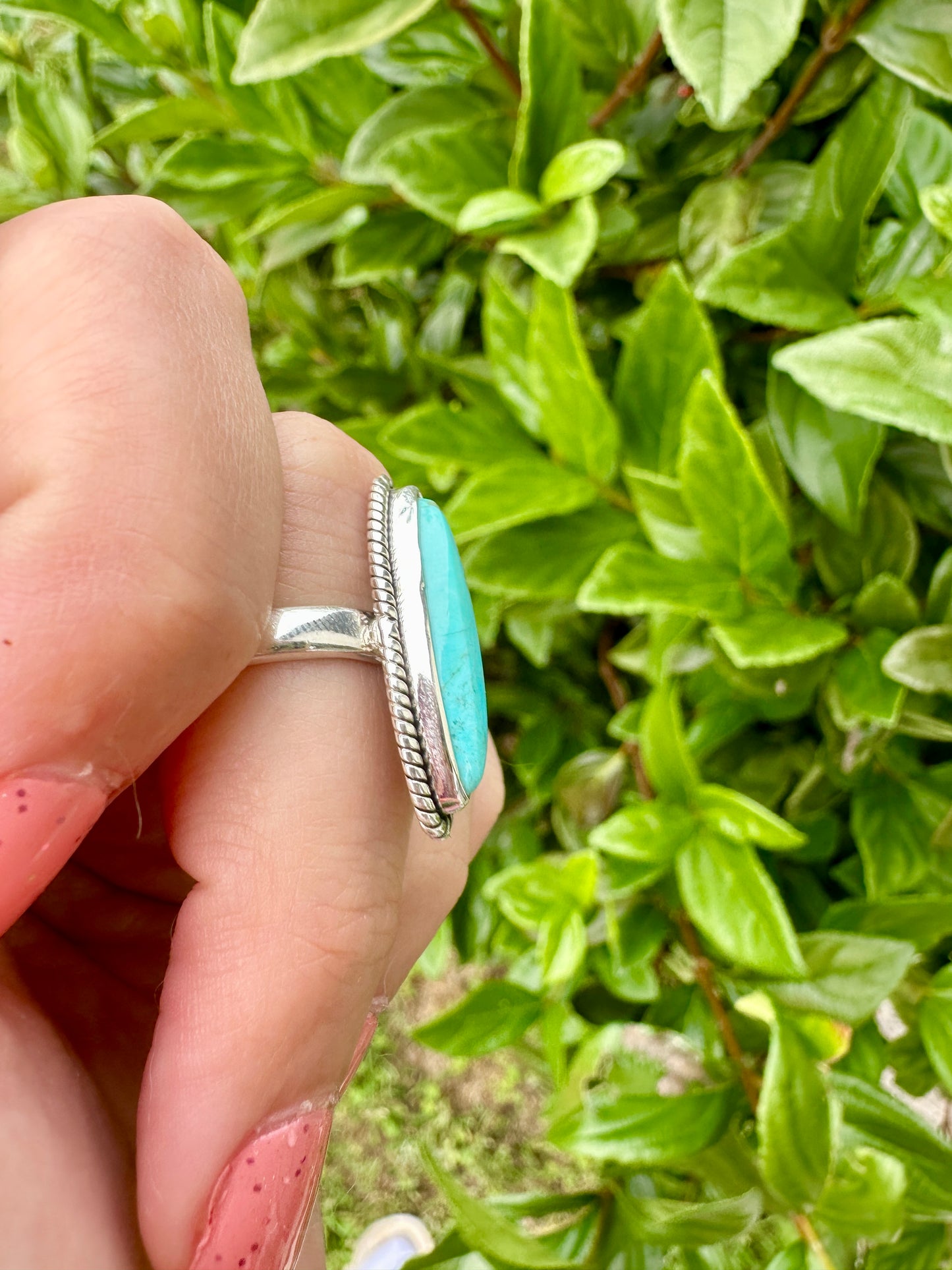 Turquoise Sterling Silver Ring Size 8.25 - Vibrant Blue Gemstone, Elegant Handcrafted Jewelry, Perfect for Daily Wear or Special Occasions