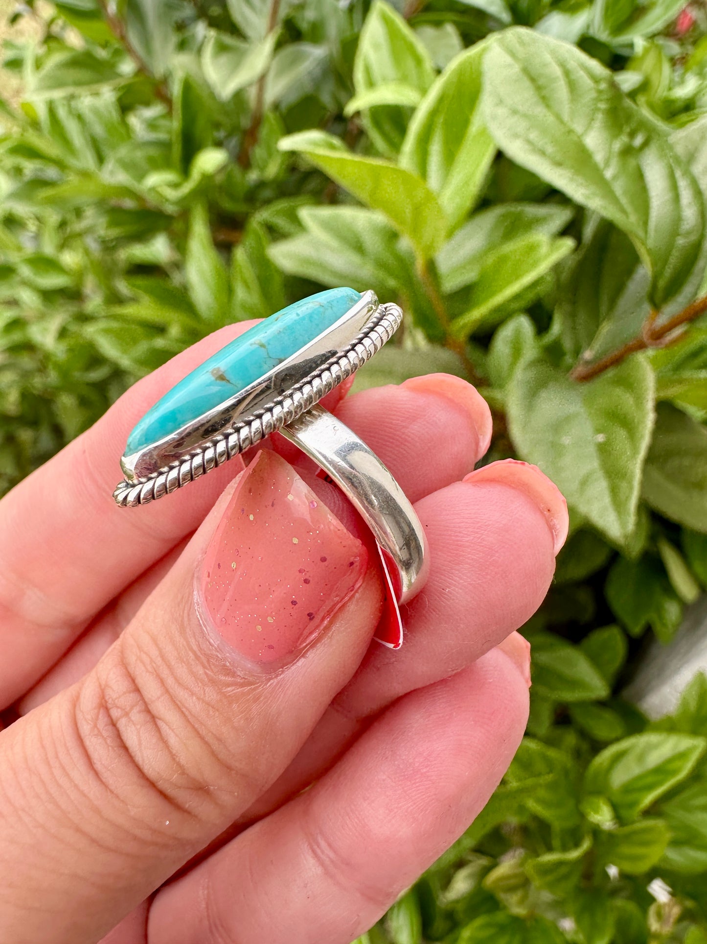 Turquoise Sterling Silver Ring Size 8.25 - Vibrant Blue Gemstone, Elegant Handcrafted Jewelry, Perfect for Daily Wear or Special Occasions