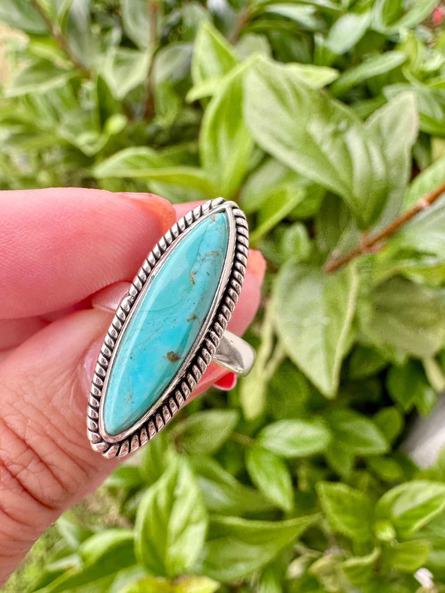 Turquoise Sterling Silver Ring Size 8.25 - Vibrant Blue Gemstone, Elegant Handcrafted Jewelry, Perfect for Daily Wear or Special Occasions