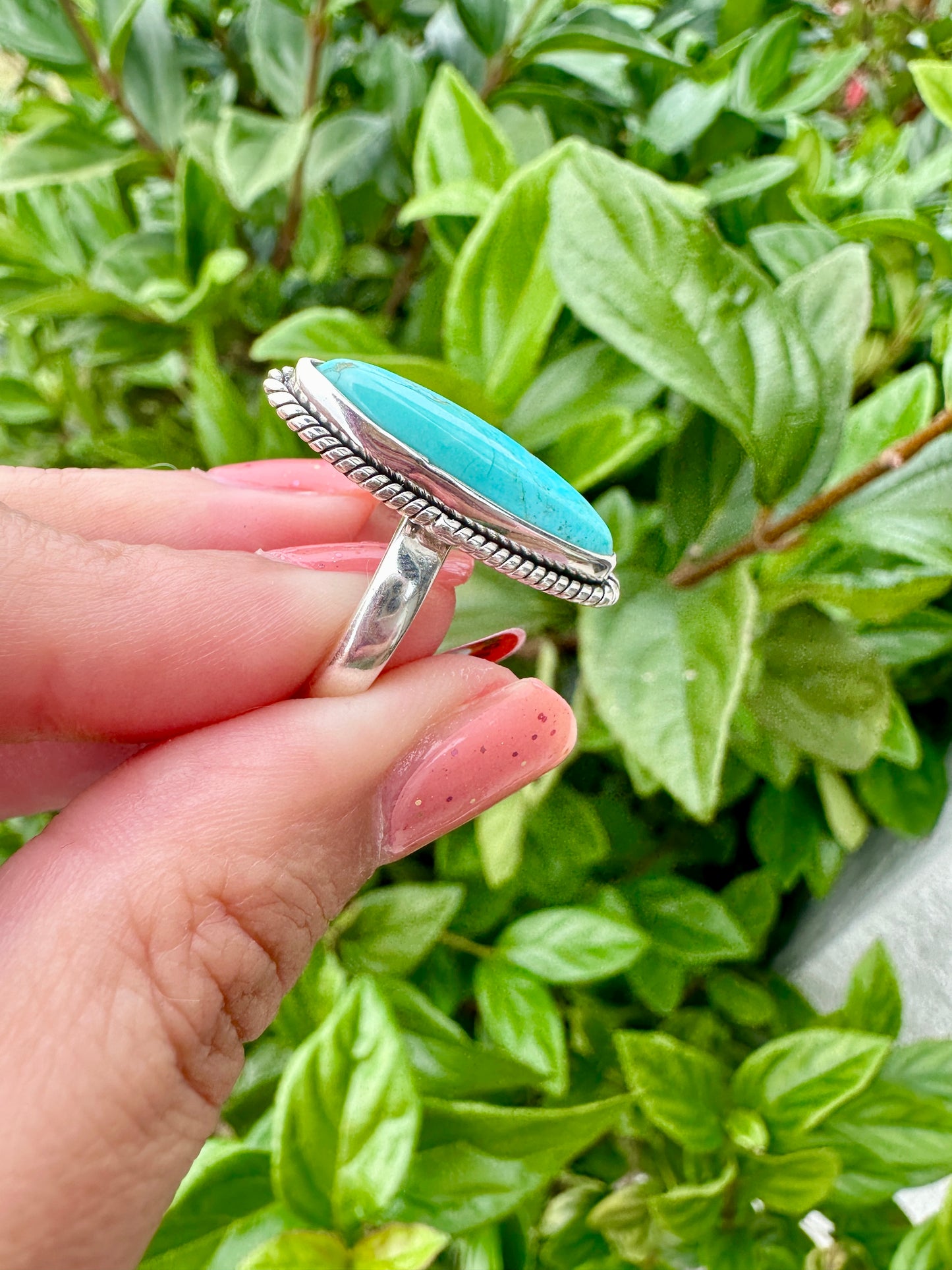 Turquoise Sterling Silver Ring Size 8.25 - Vibrant Blue Gemstone, Elegant Handcrafted Jewelry, Perfect for Daily Wear or Special Occasions