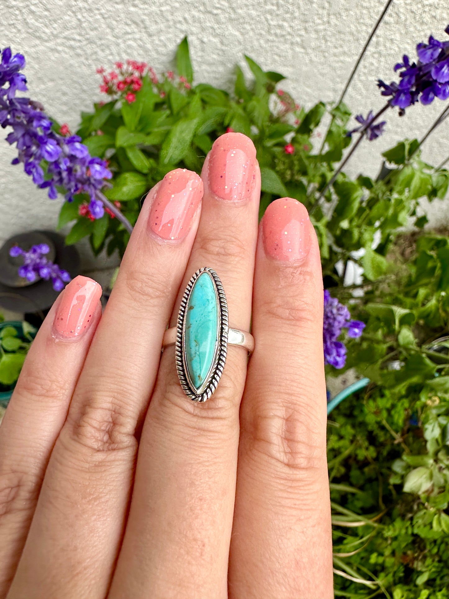 Turquoise Sterling Silver Ring Size 8.25 - Vibrant Blue Gemstone, Elegant Handcrafted Jewelry, Perfect for Daily Wear or Special Occasions