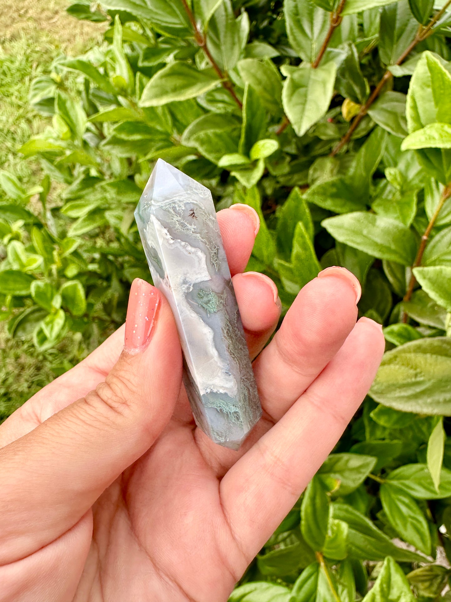 Moss Agate Double Terminated Point - Natural Healing Crystal, Perfect for Energy Work and Meditation, Enhances Garden Connection