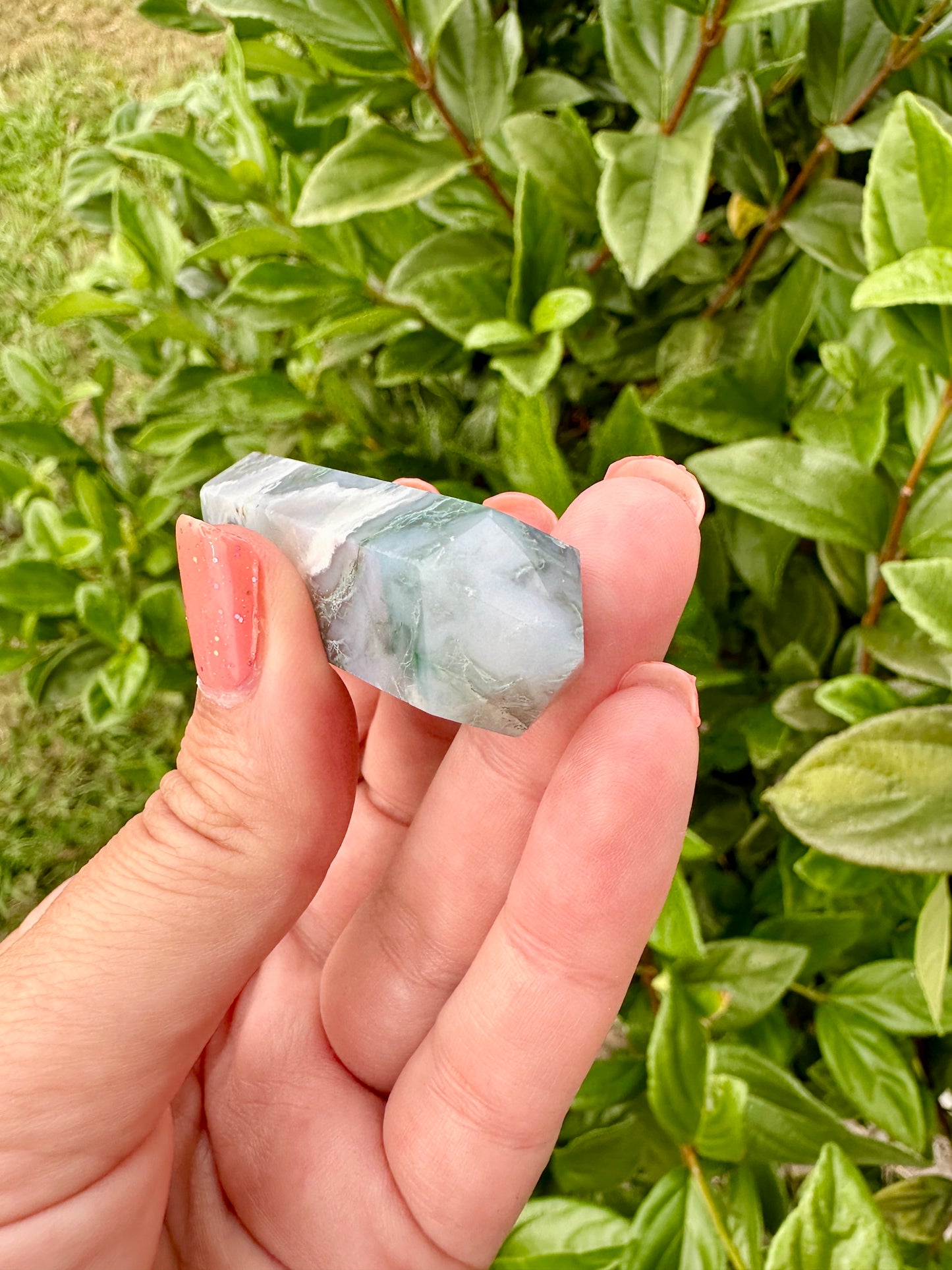 Moss Agate Double Terminated Point - Natural Healing Crystal, Perfect for Energy Work and Meditation, Enhances Garden Connection