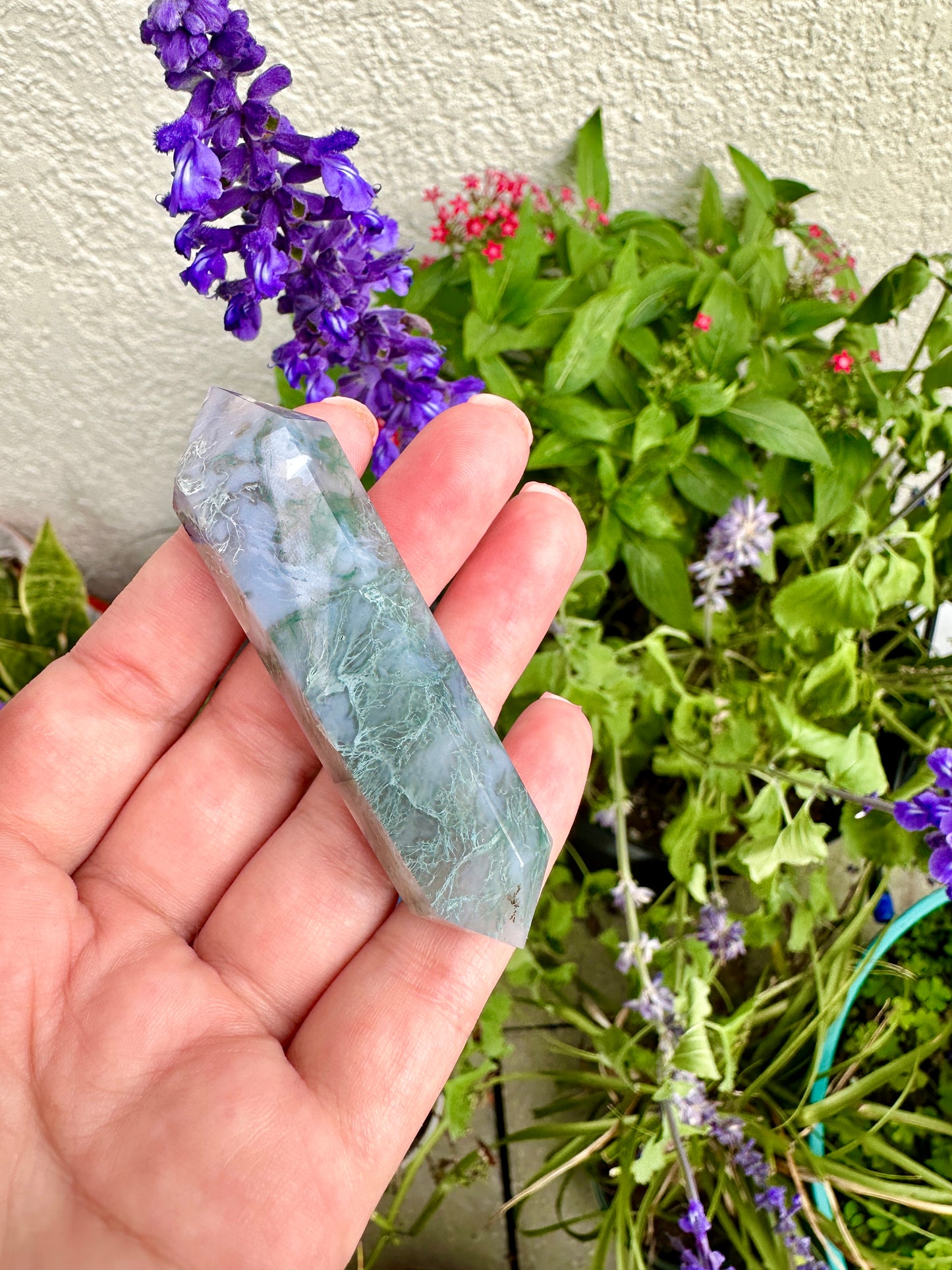 Moss Agate Double Terminated Point - Natural Healing Crystal, Perfect for Energy Work and Meditation, Enhances Garden Connection