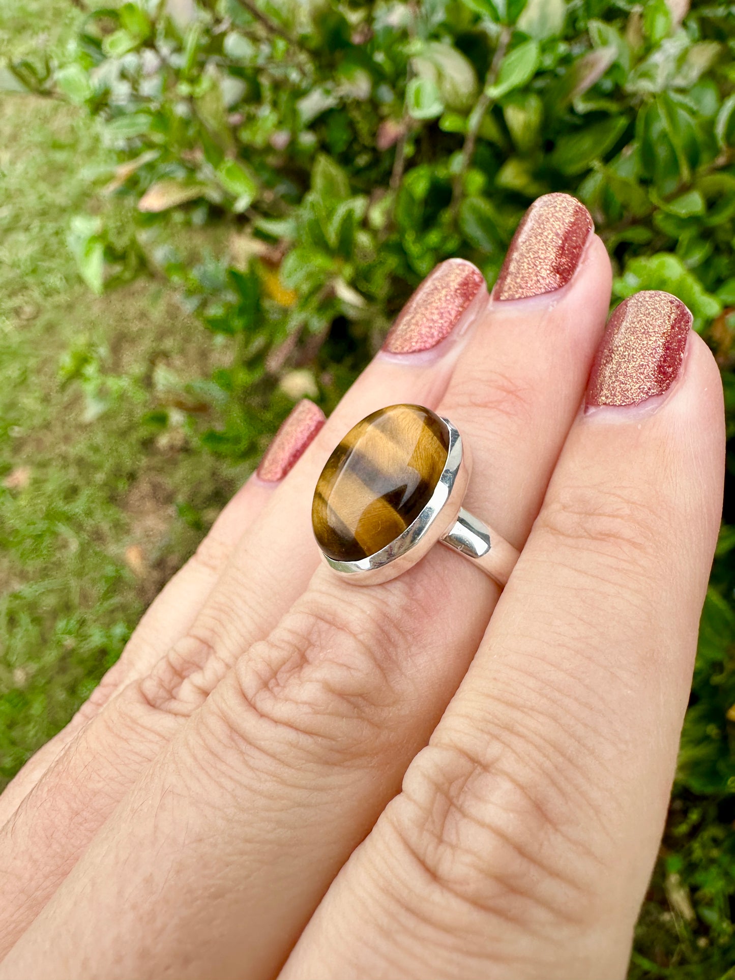 Sterling Silver Tiger's Eye Ring, Size 5.5 Handmade Gemstone Jewelry, Natural Stone Boho Ring, Unique Gift for Women or Men