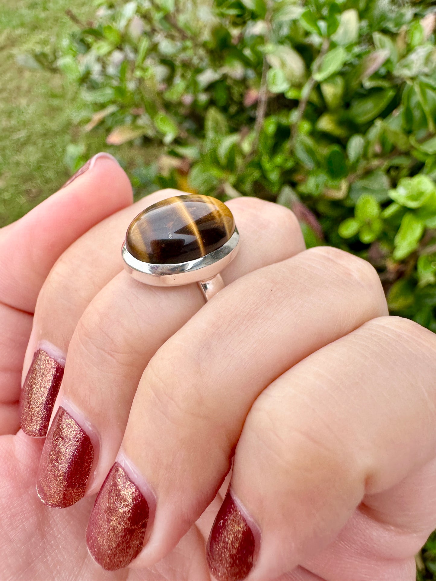 Sterling Silver Tiger's Eye Ring, Size 5.5 Handmade Gemstone Jewelry, Natural Stone Boho Ring, Unique Gift for Women or Men