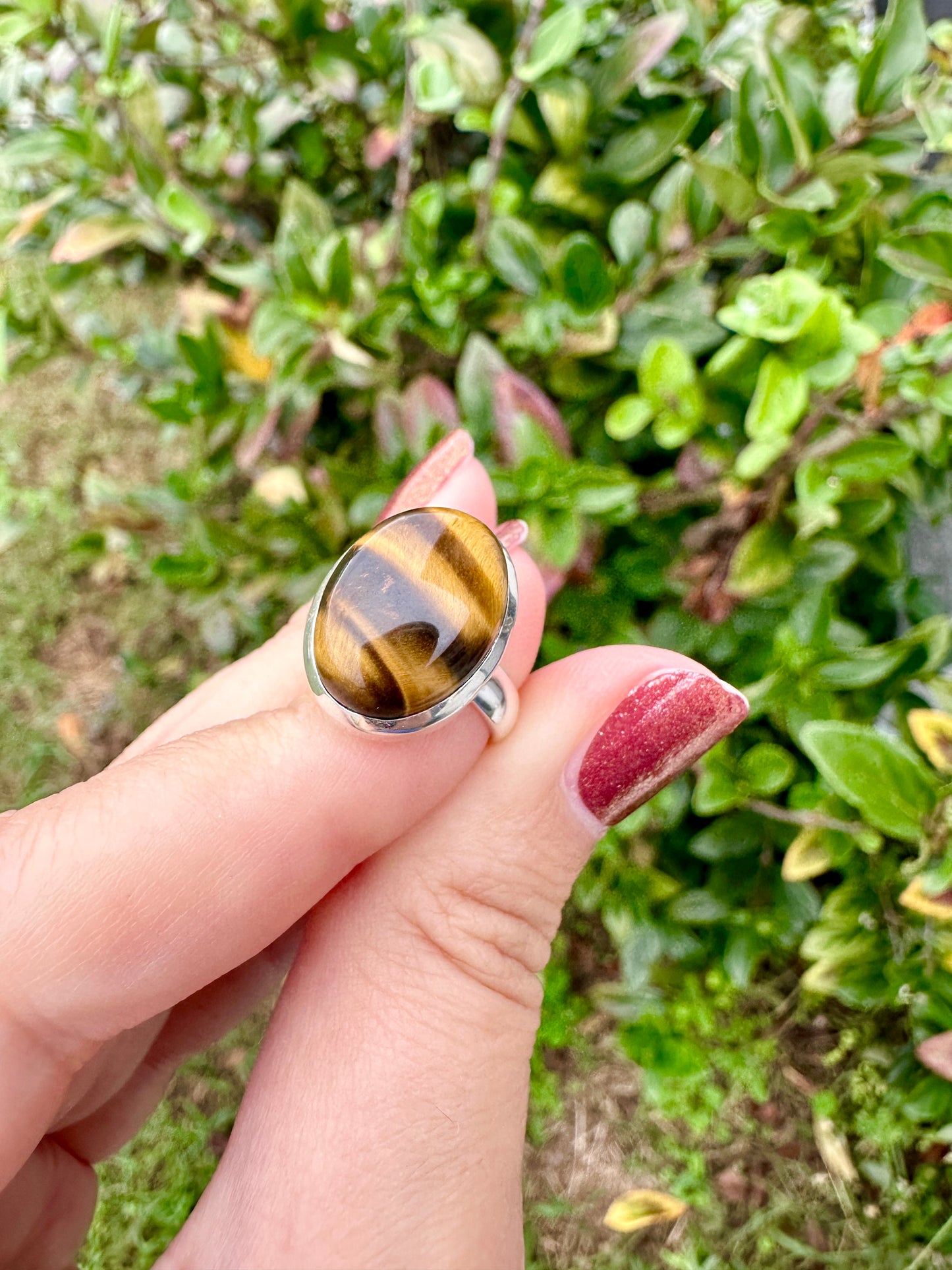 Sterling Silver Tiger's Eye Ring, Size 5.5 Handmade Gemstone Jewelry, Natural Stone Boho Ring, Unique Gift for Women or Men