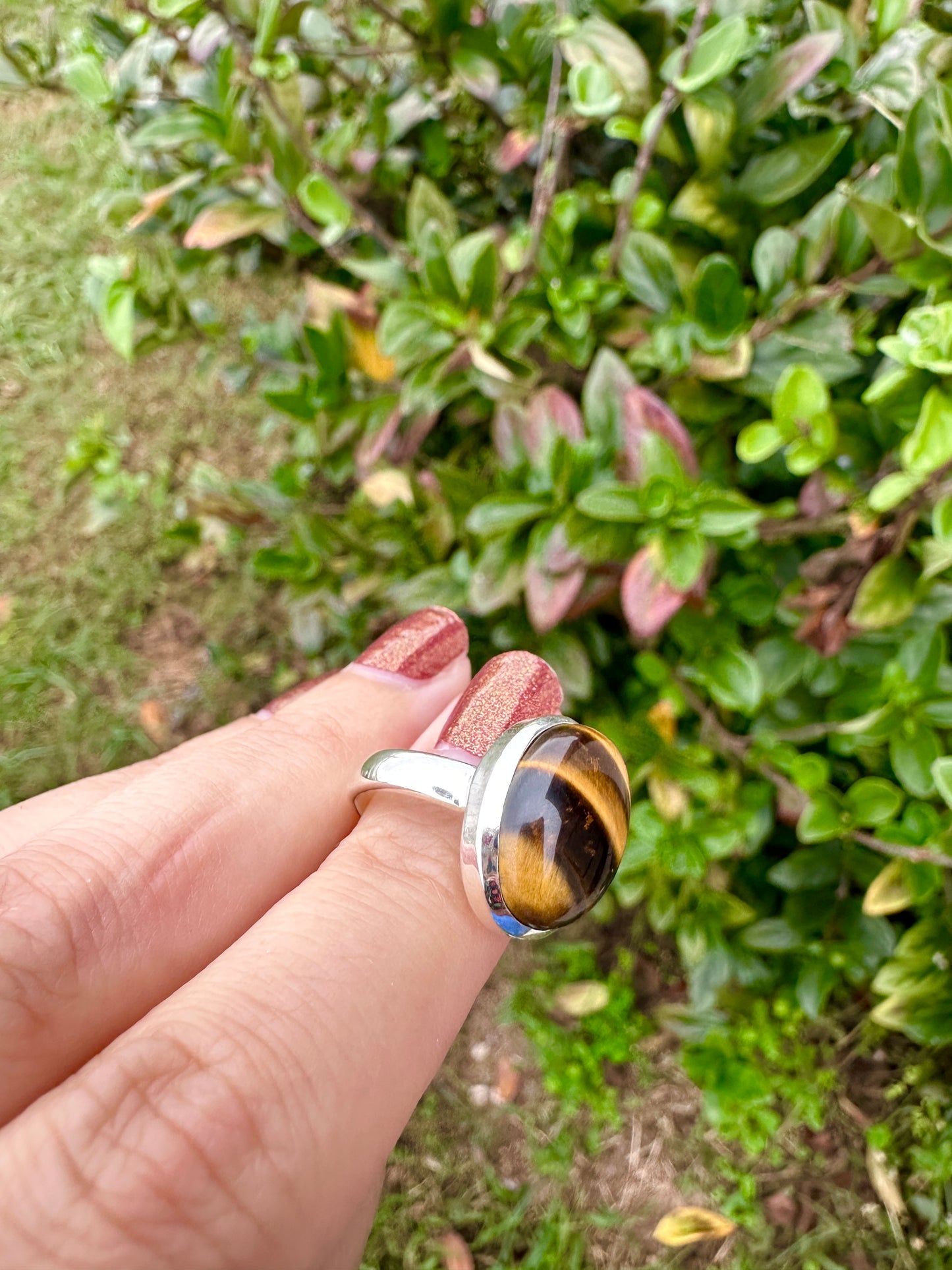 Sterling Silver Tiger's Eye Ring, Size 5.5 Handmade Gemstone Jewelry, Natural Stone Boho Ring, Unique Gift for Women or Men