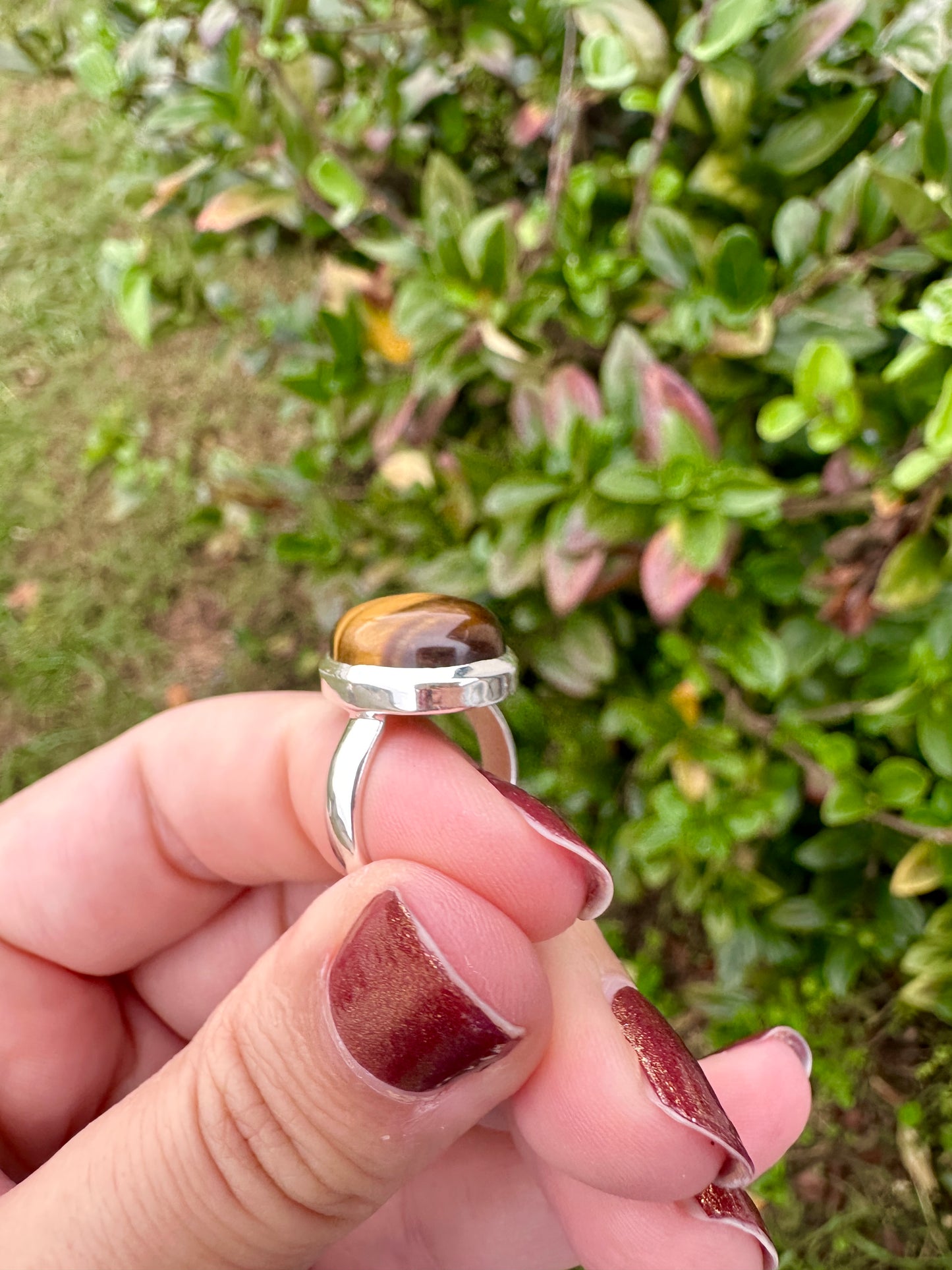 Sterling Silver Tiger's Eye Ring, Size 5.5 Handmade Gemstone Jewelry, Natural Stone Boho Ring, Unique Gift for Women or Men