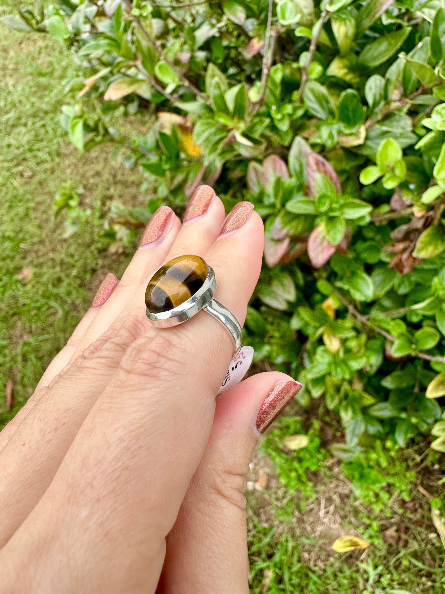 Sterling Silver Tiger's Eye Ring, Size 5.5 Handmade Gemstone Jewelry, Natural Stone Boho Ring, Unique Gift for Women or Men