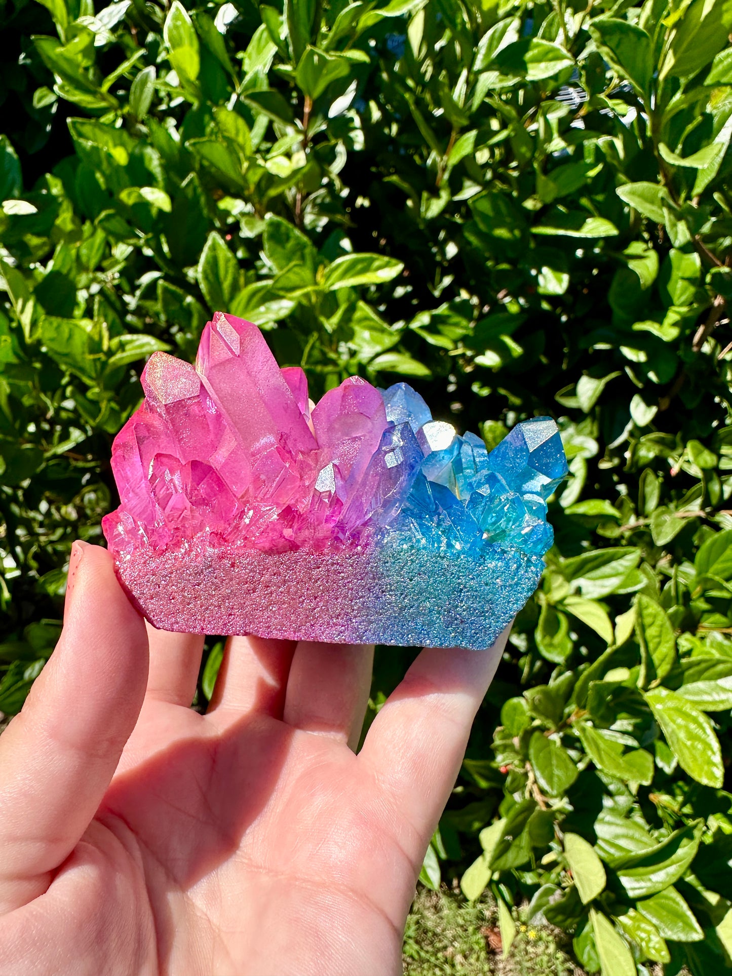 Aura Quartz Cluster - A Dazzling Display of Color and Energy, Ideal for Healing, Meditation, and Home Decor