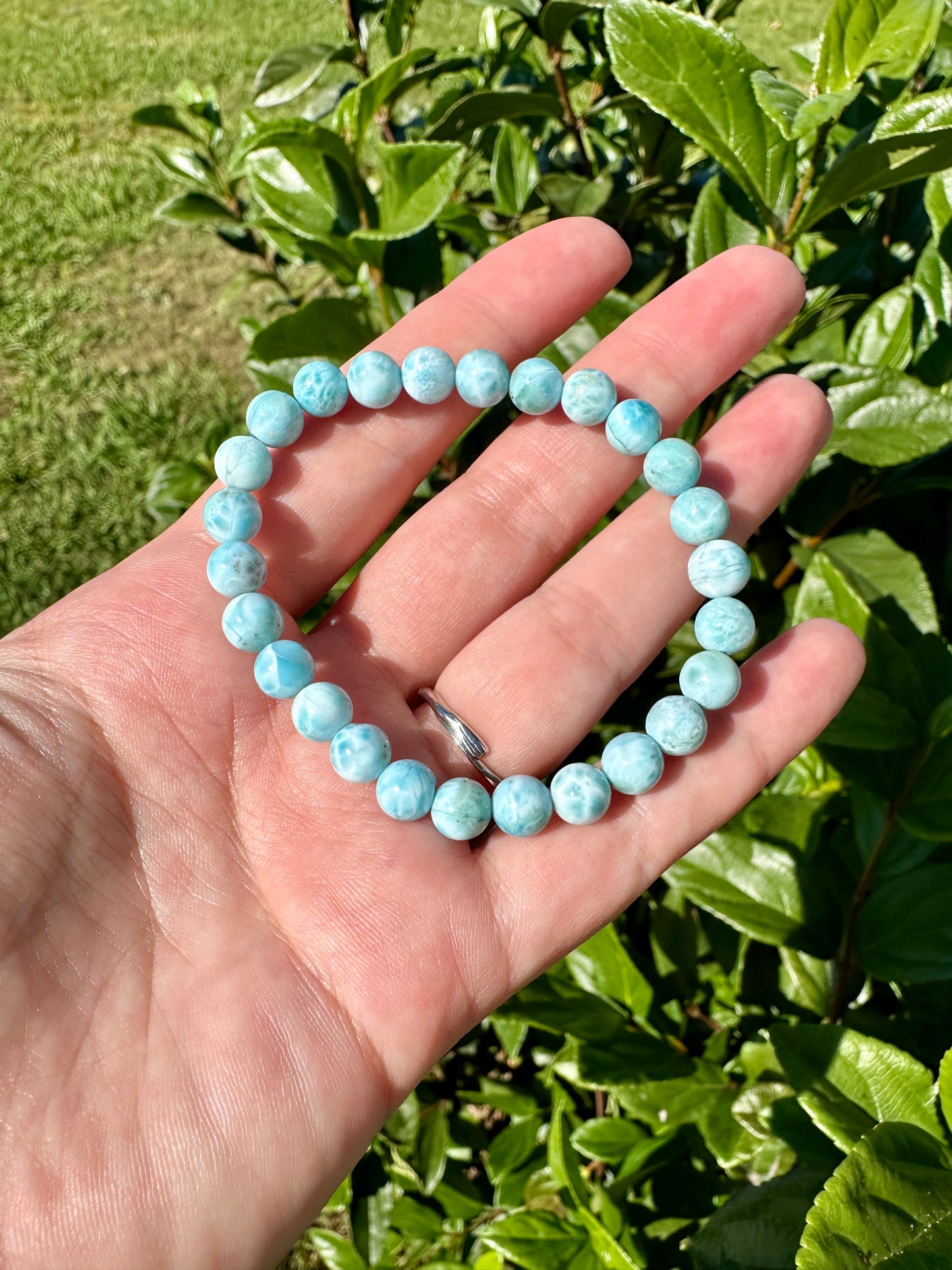 Larimar 7mm Bracelet - Soothing Blue Stone Jewelry, Perfect for Calming and Healing, Elegant Accessory for Daily Wear