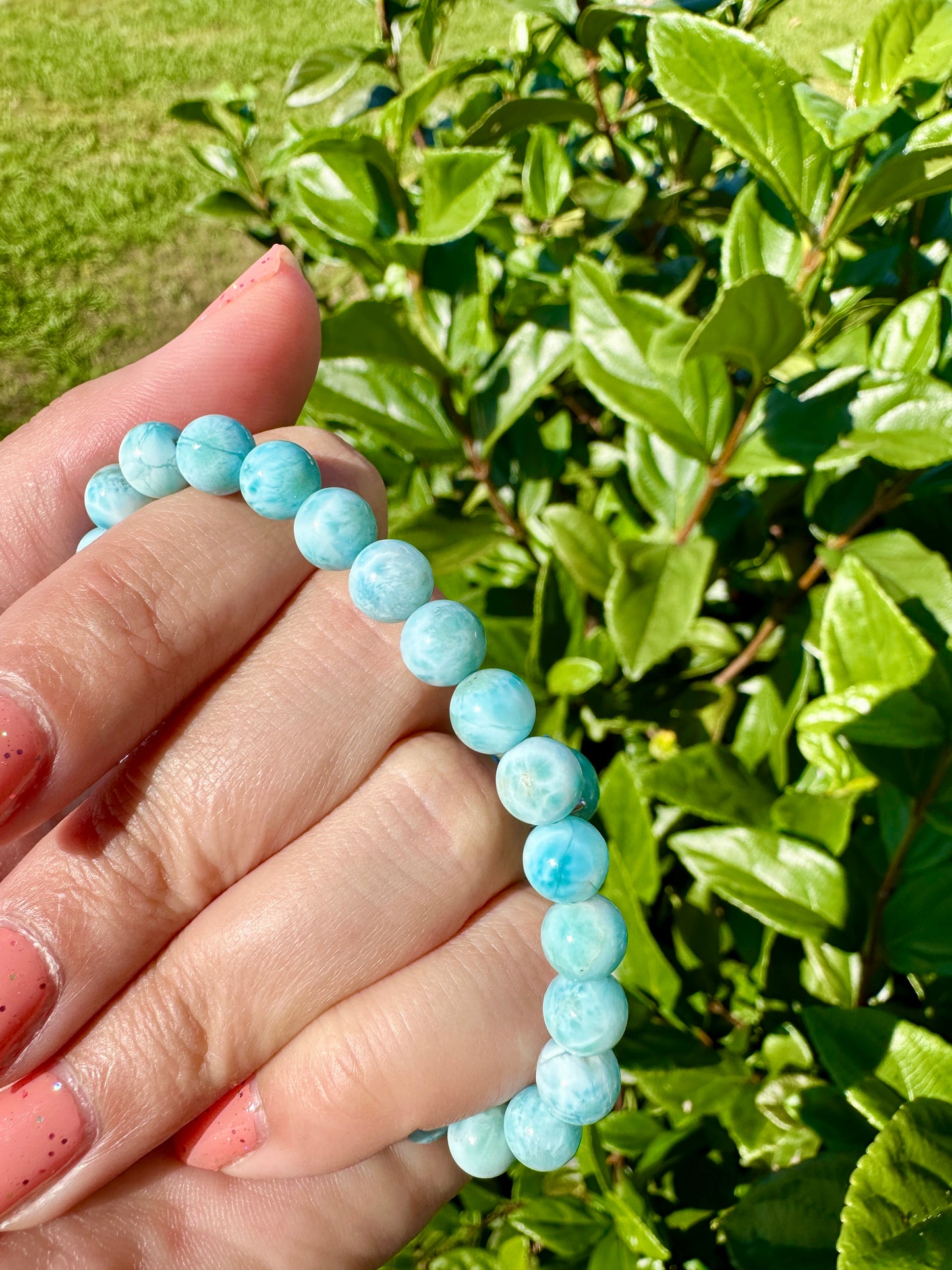 Larimar 7mm Bracelet - Soothing Blue Stone Jewelry, Perfect for Calming and Healing, Elegant Accessory for Daily Wear