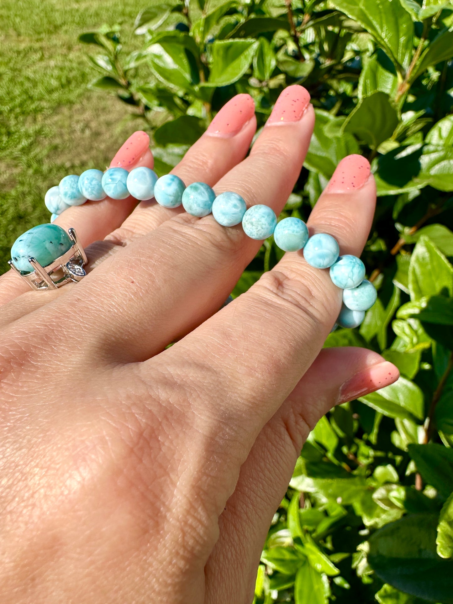 Larimar 7mm Bracelet - Soothing Blue Stone Jewelry, Perfect for Calming and Healing, Elegant Accessory for Daily Wear