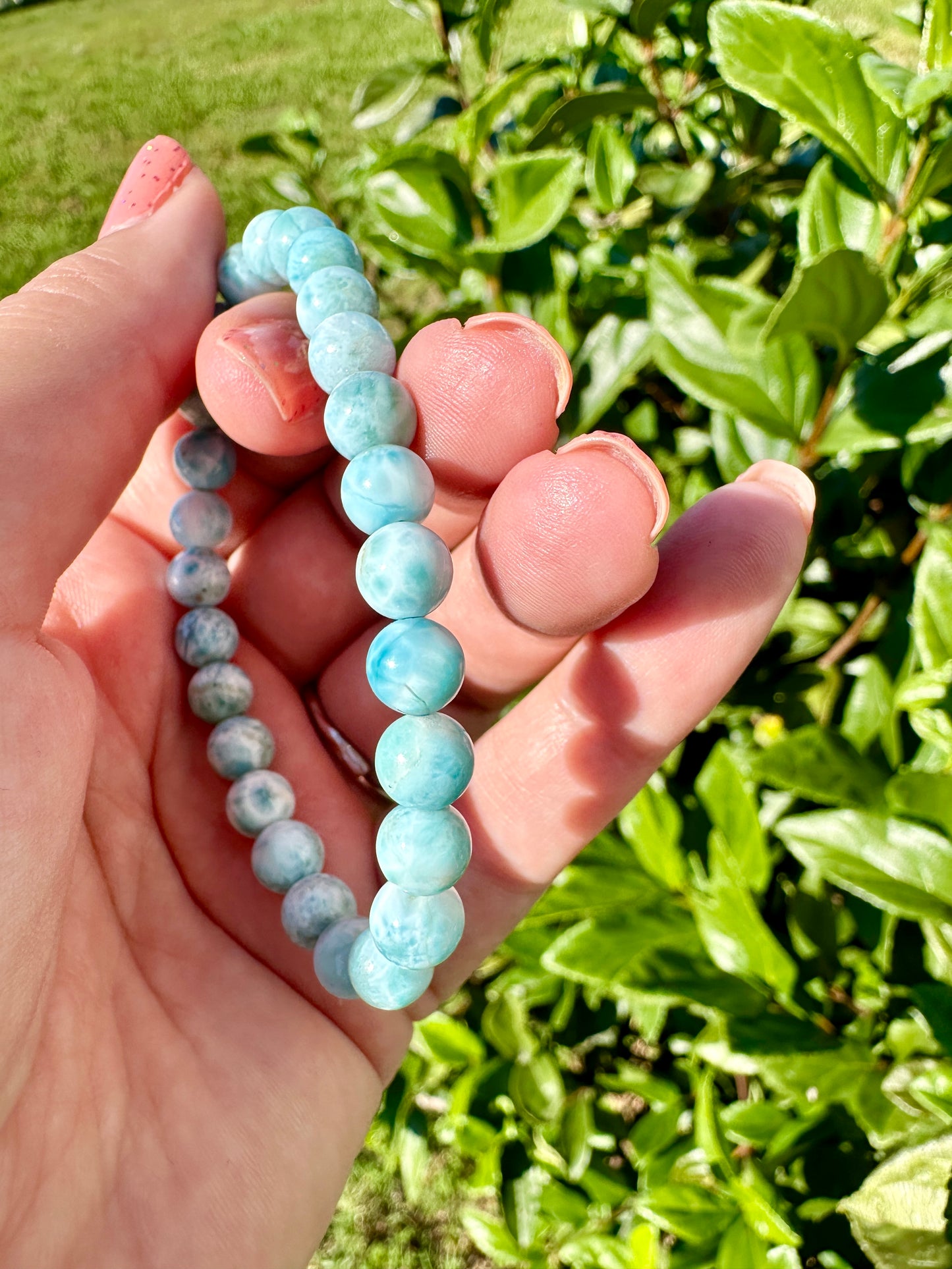 Larimar 7mm Bracelet - Soothing Blue Stone Jewelry, Perfect for Calming and Healing, Elegant Accessory for Daily Wear