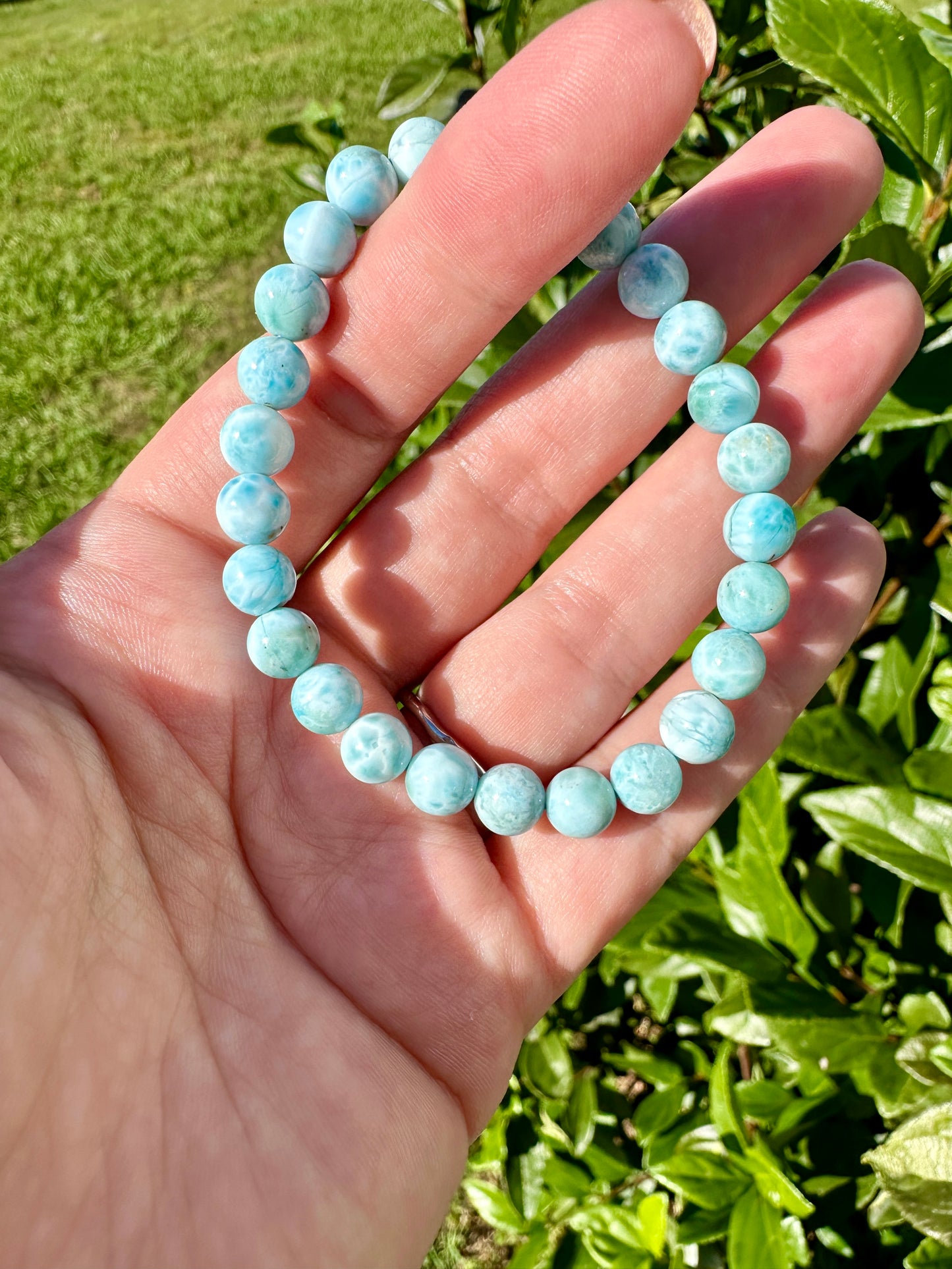 Larimar 7mm Bracelet - Soothing Blue Stone Jewelry, Perfect for Calming and Healing, Elegant Accessory for Daily Wear