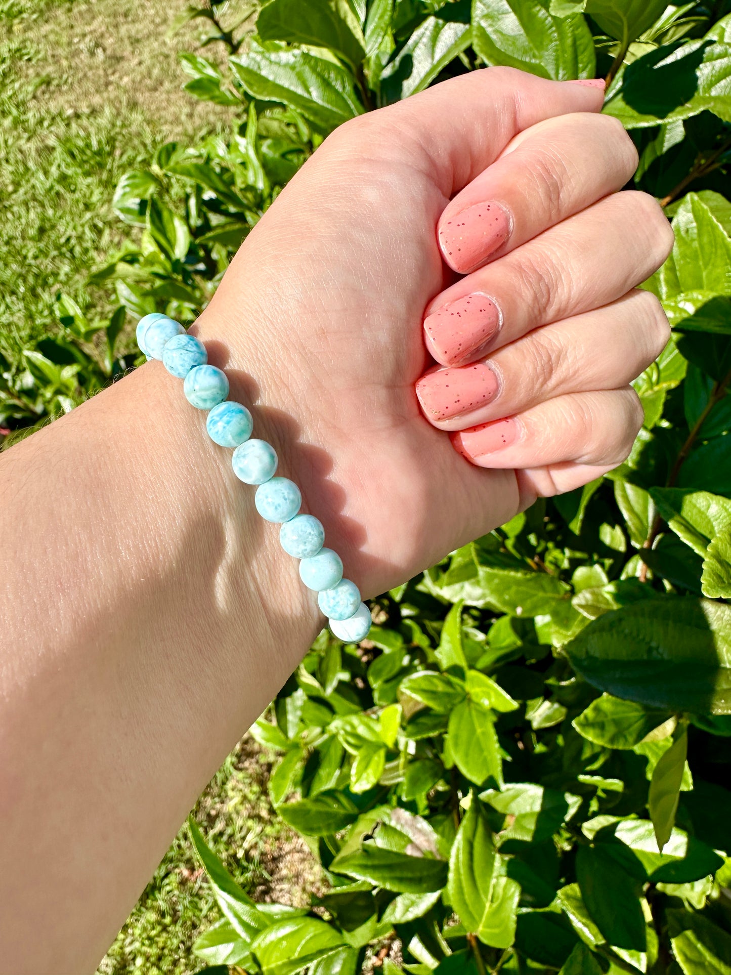 Larimar 7mm Bracelet - Soothing Blue Stone Jewelry, Perfect for Calming and Healing, Elegant Accessory for Daily Wear