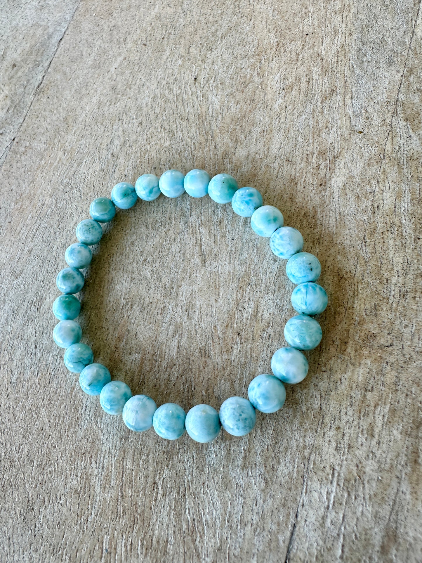 Larimar 7mm Bracelet - Soothing Blue Stone Jewelry, Perfect for Calming and Healing, Elegant Accessory for Daily Wear