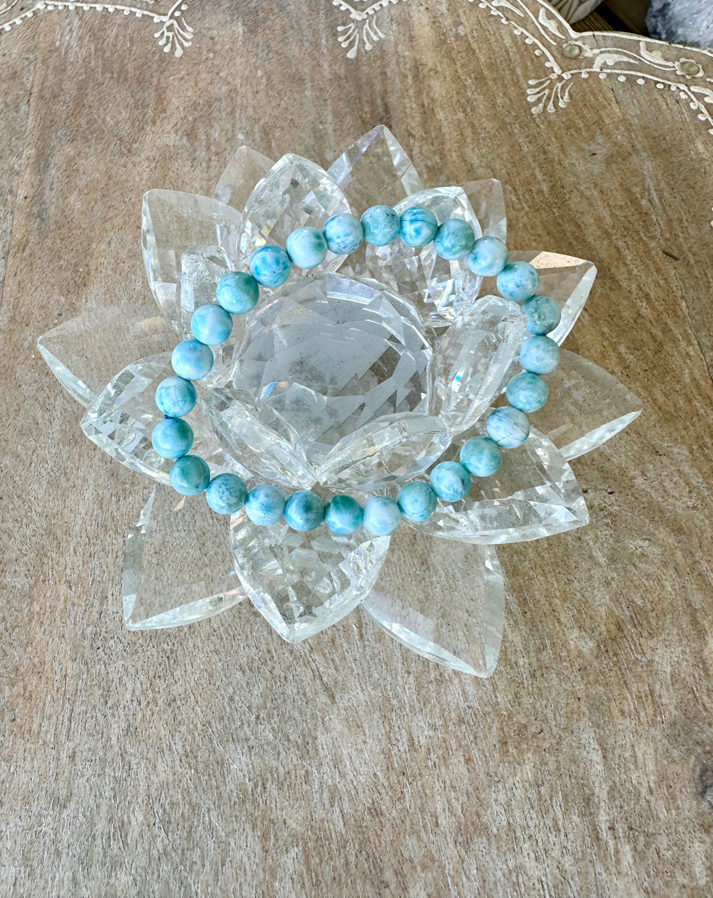 Larimar 7mm Bracelet - Soothing Blue Stone Jewelry, Perfect for Calming and Healing, Elegant Accessory for Daily Wear