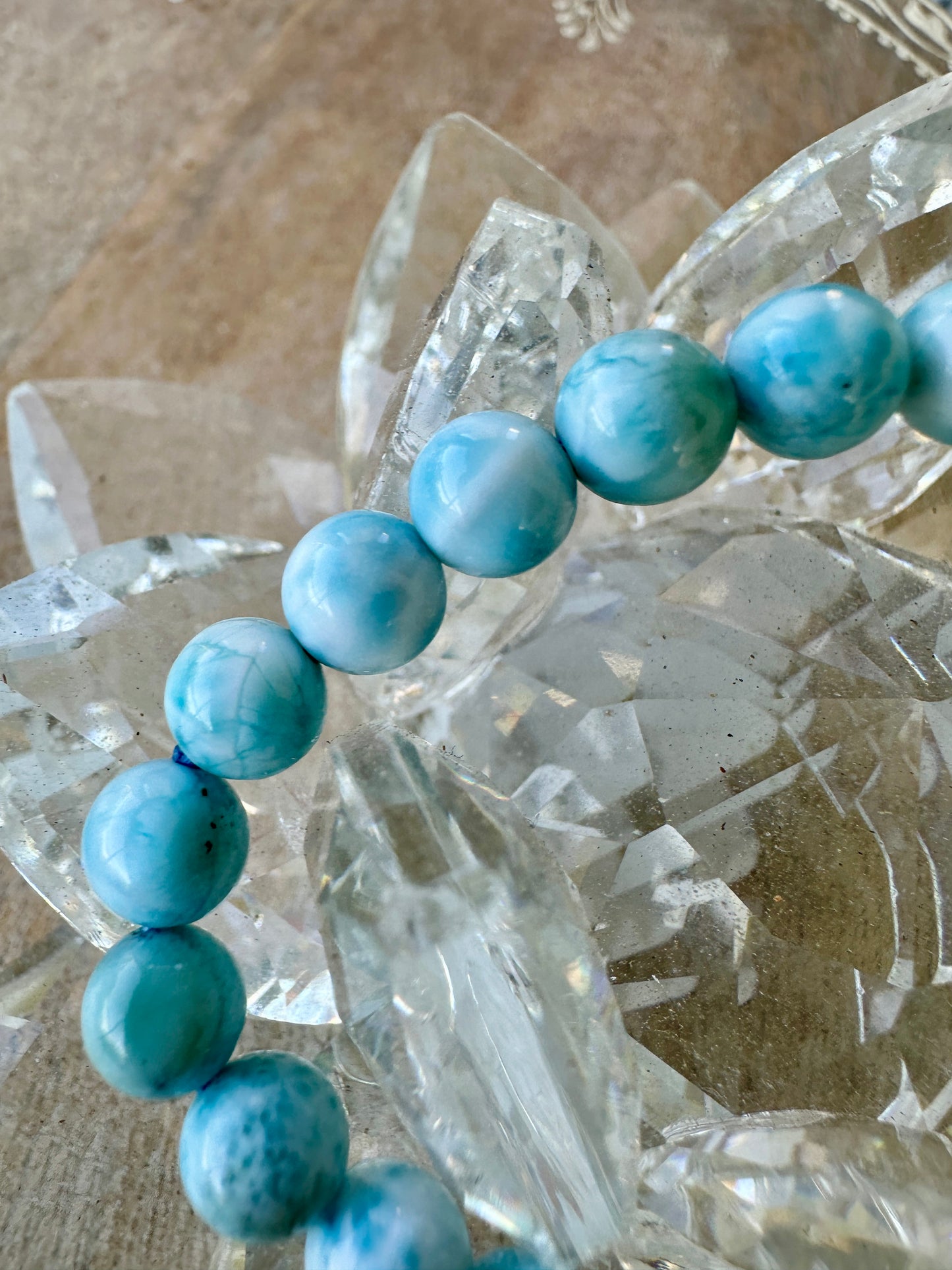 Larimar 7mm Bracelet - Soothing Blue Stone Jewelry, Perfect for Calming and Healing, Elegant Accessory for Daily Wear