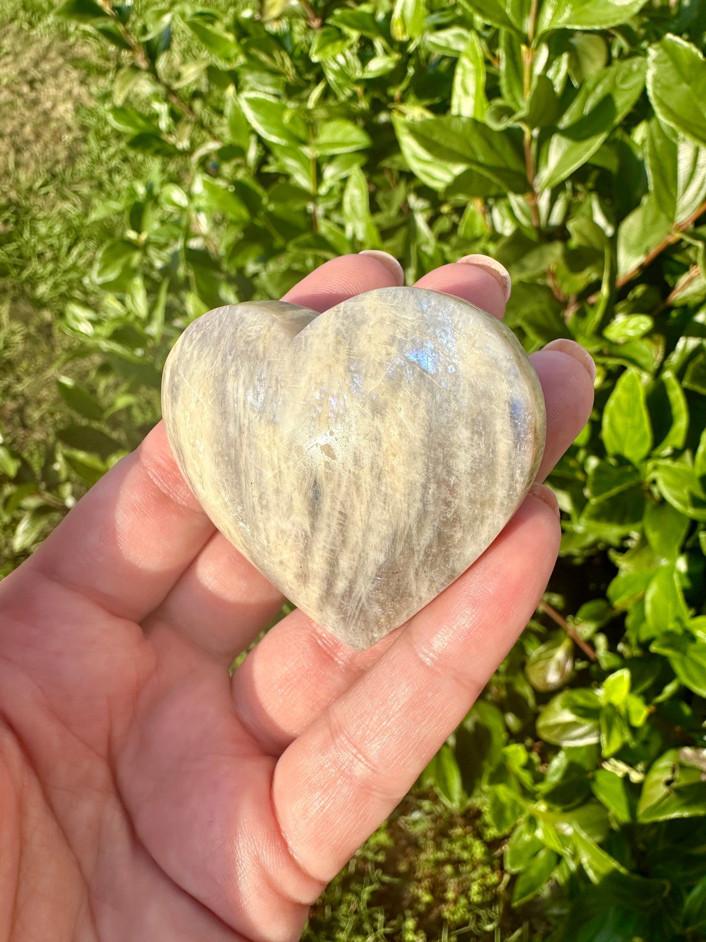 Moonstone with Sunstone Heart Carving