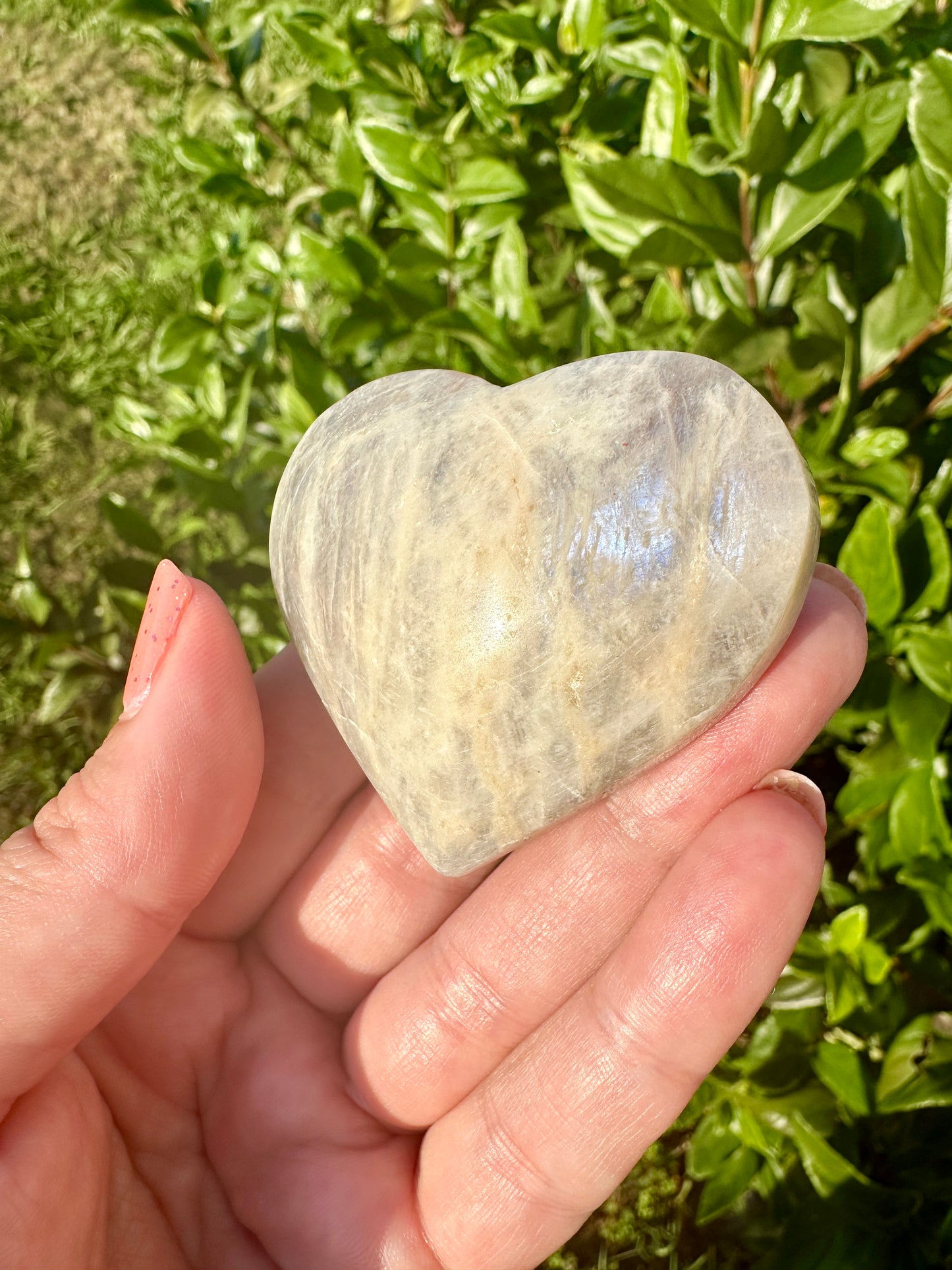 Moonstone with Sunstone Heart Carving