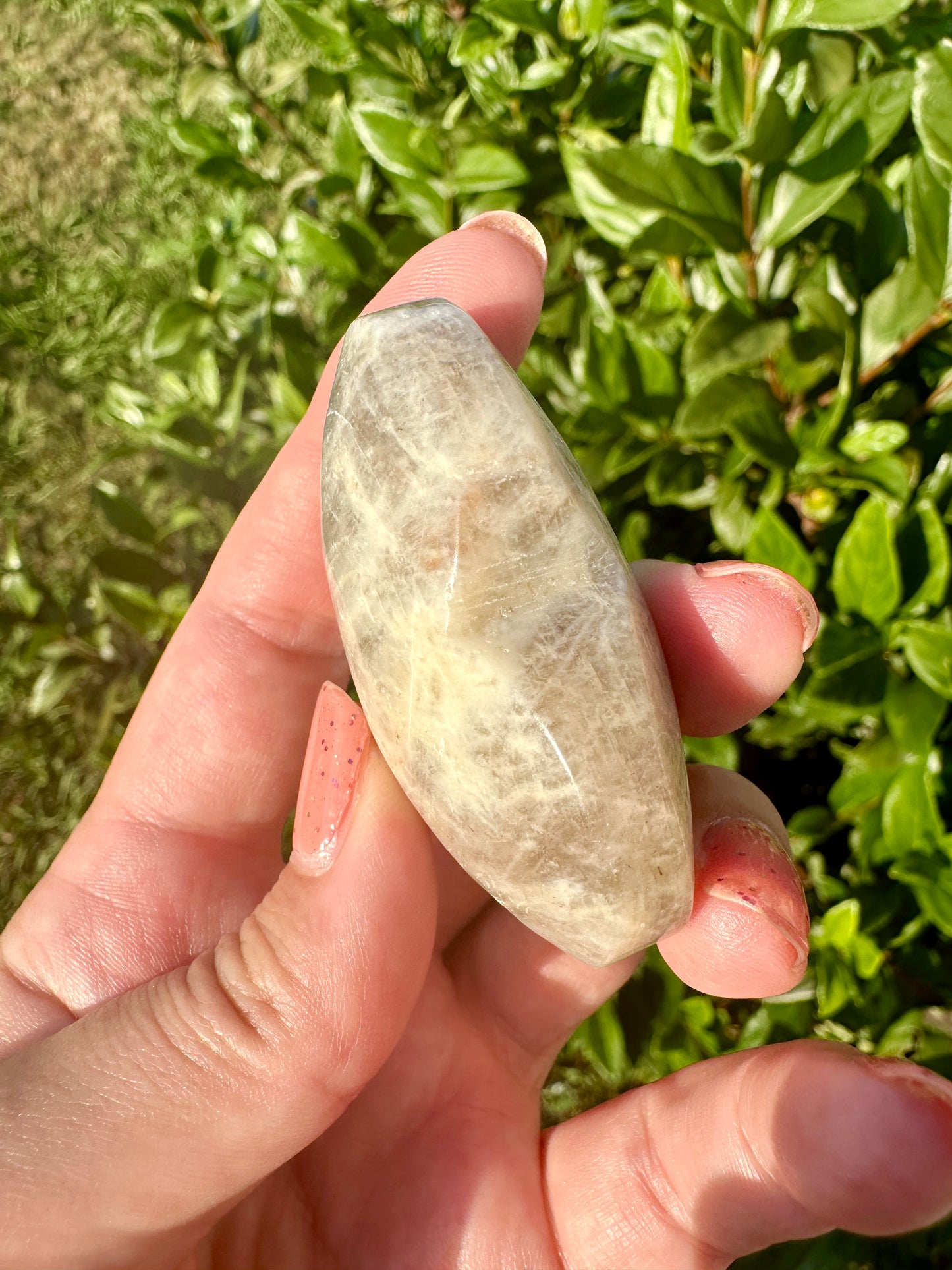 Moonstone with Sunstone Heart Carving