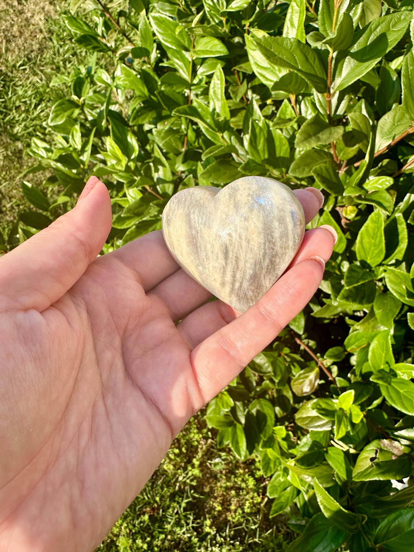 Moonstone with Sunstone Heart Carving