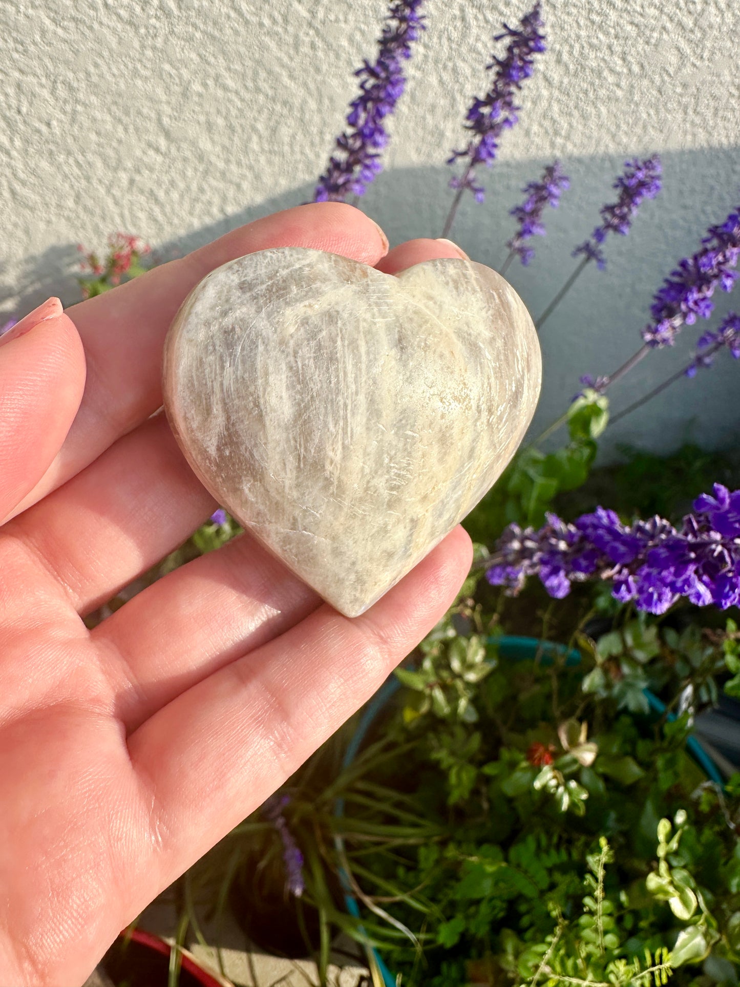 Moonstone with Sunstone Heart Carving