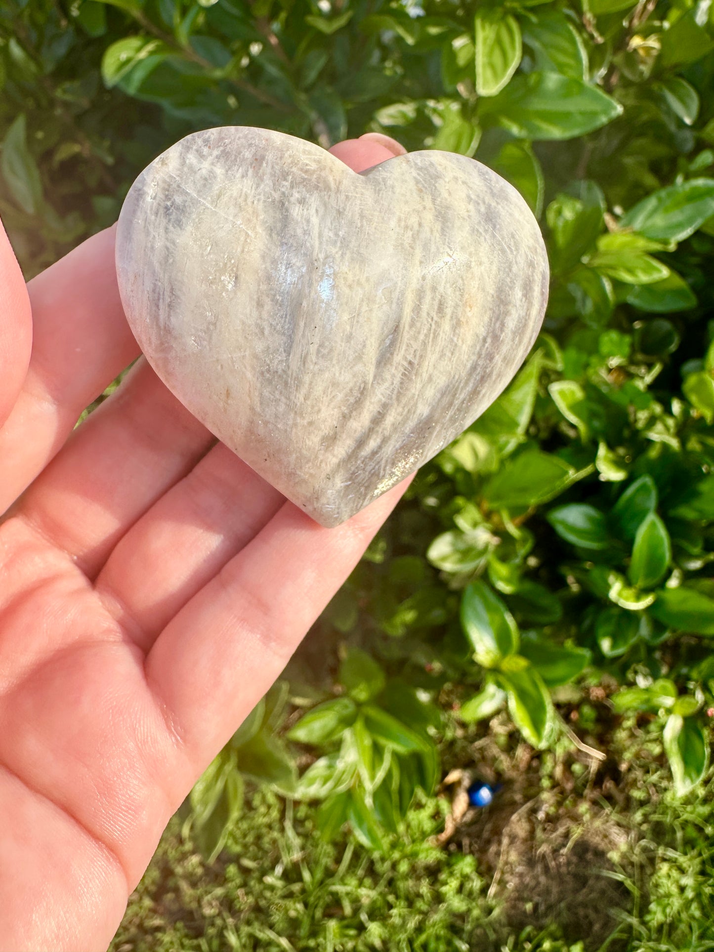 Moonstone with Sunstone Heart Carving