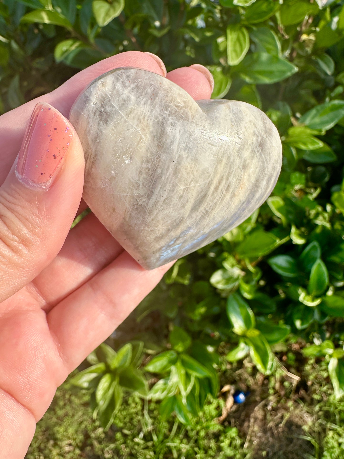 Moonstone with Sunstone Heart Carving