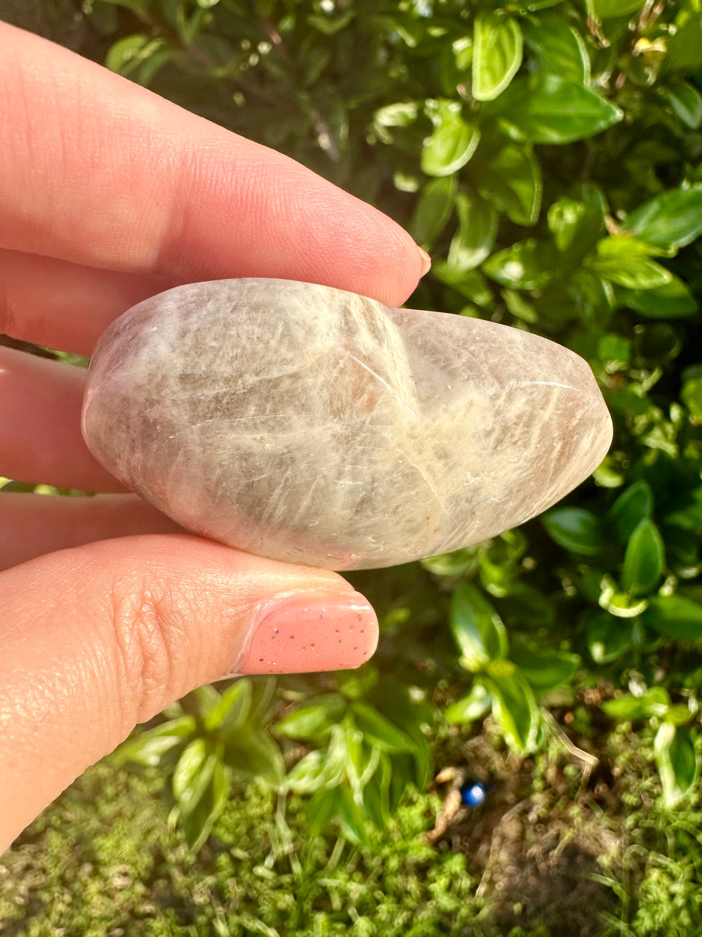 Moonstone with Sunstone Heart Carving