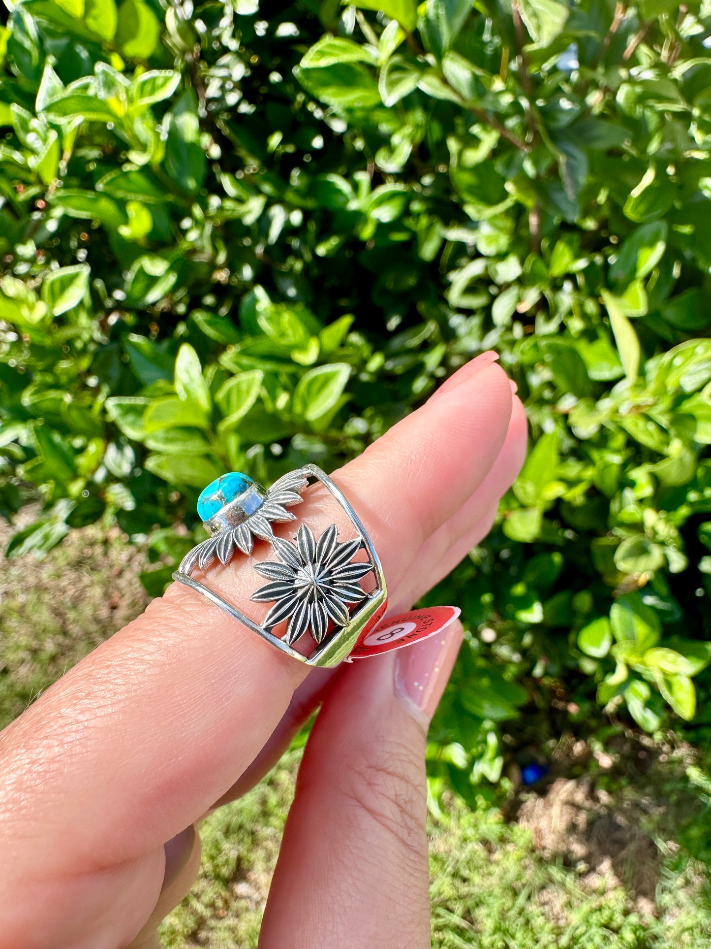 Turquoise Sterling Silver Ring Size 8 - Vibrant Blue Gemstone, Elegant Handcrafted Jewelry, Perfect for Daily Wear or Special Occasions