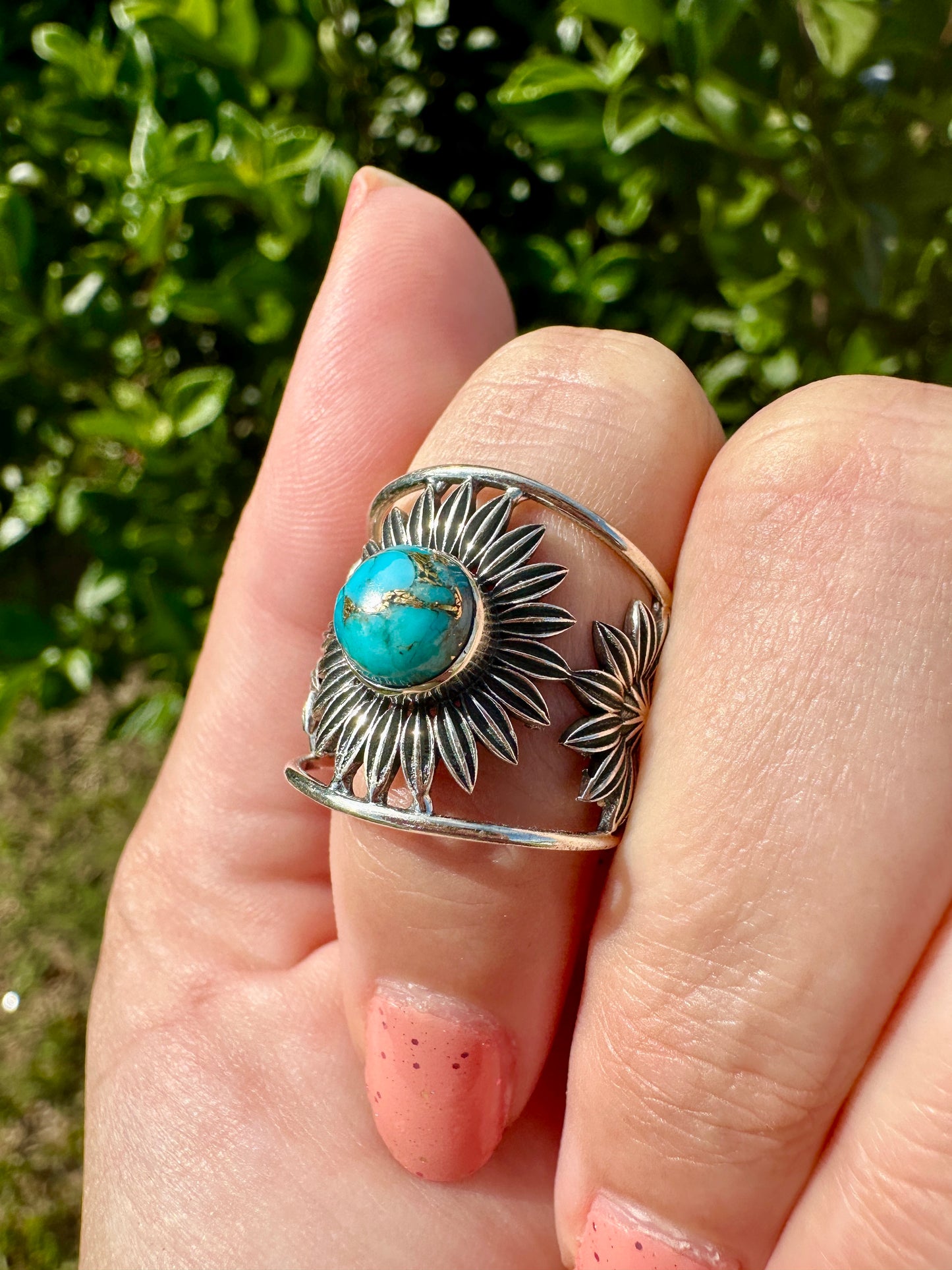 Turquoise Sterling Silver Ring Size 8 - Vibrant Blue Gemstone, Elegant Handcrafted Jewelry, Perfect for Daily Wear or Special Occasions