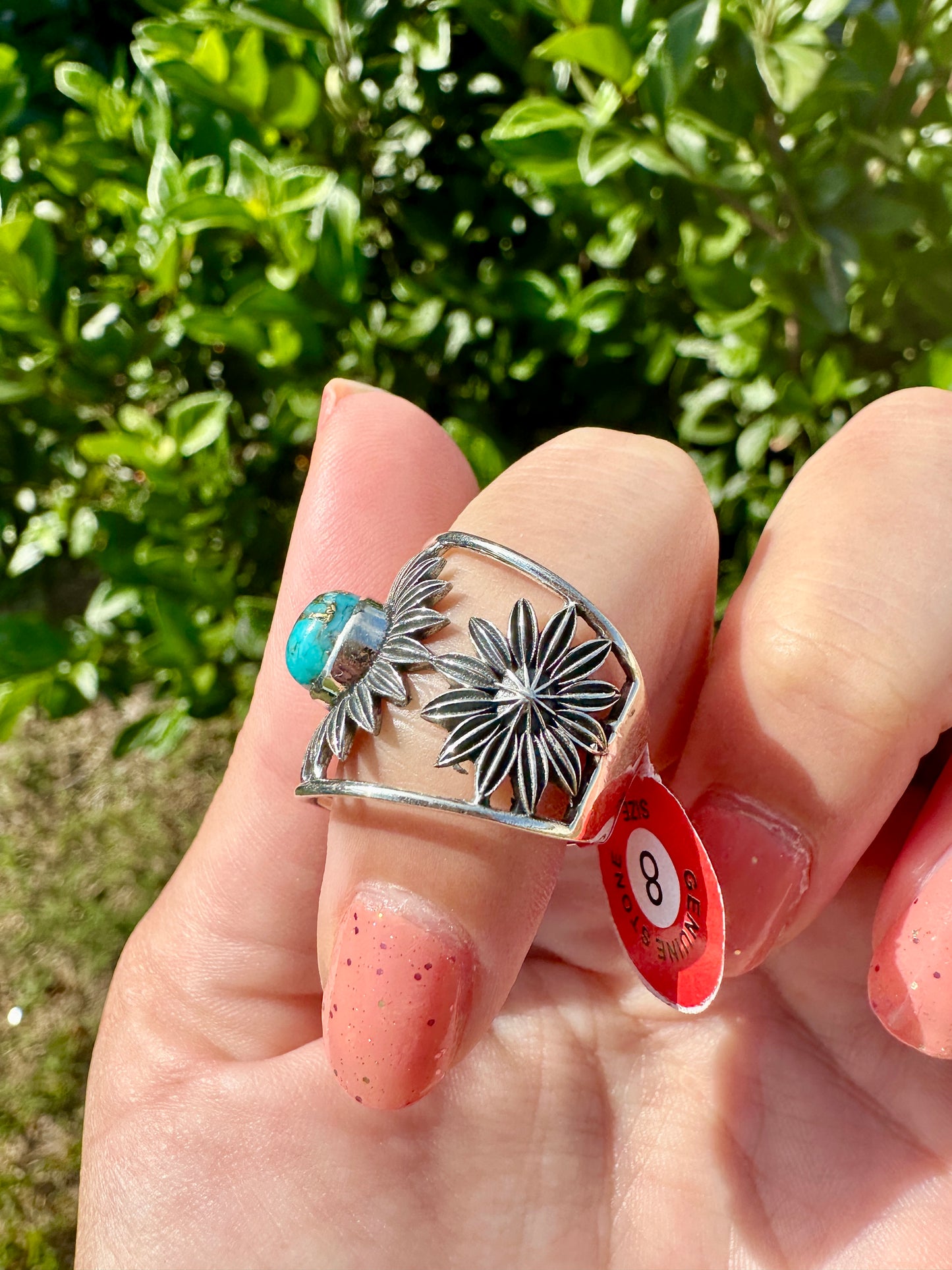 Turquoise Sterling Silver Ring Size 8 - Vibrant Blue Gemstone, Elegant Handcrafted Jewelry, Perfect for Daily Wear or Special Occasions