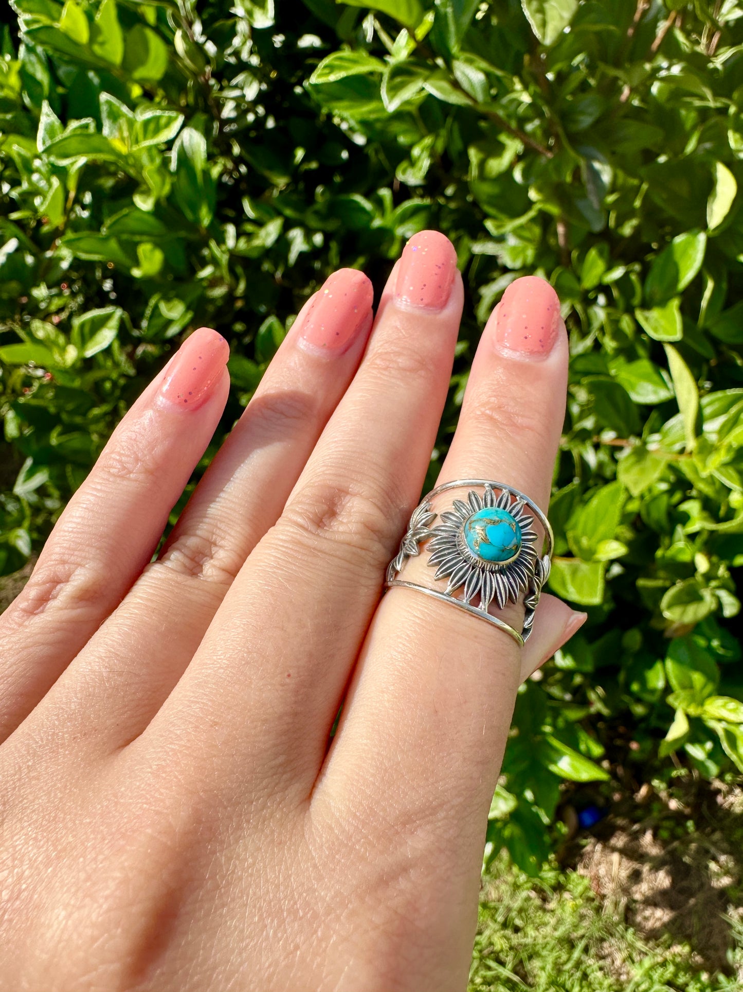 Turquoise Sterling Silver Ring Size 8 - Vibrant Blue Gemstone, Elegant Handcrafted Jewelry, Perfect for Daily Wear or Special Occasions