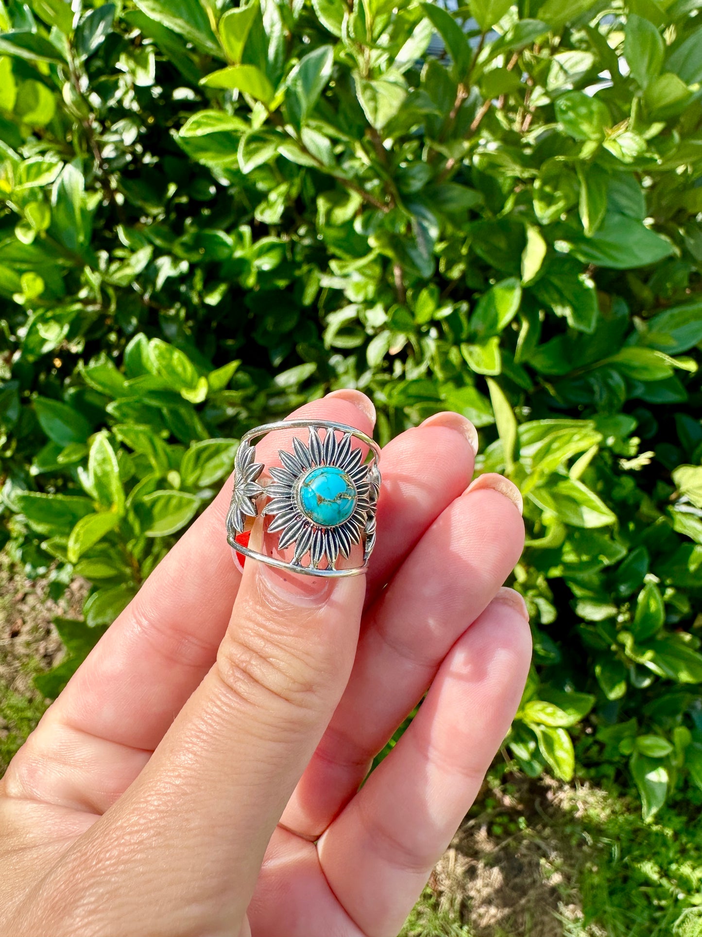 Turquoise Sterling Silver Ring Size 8 - Vibrant Blue Gemstone, Elegant Handcrafted Jewelry, Perfect for Daily Wear or Special Occasions